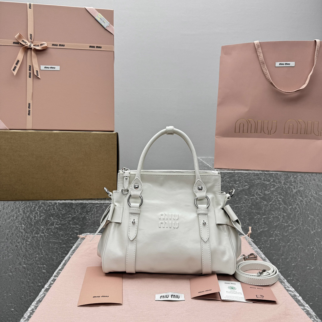 Miu Miu Shiny Leather Top-Handle Bag - FashionPlug