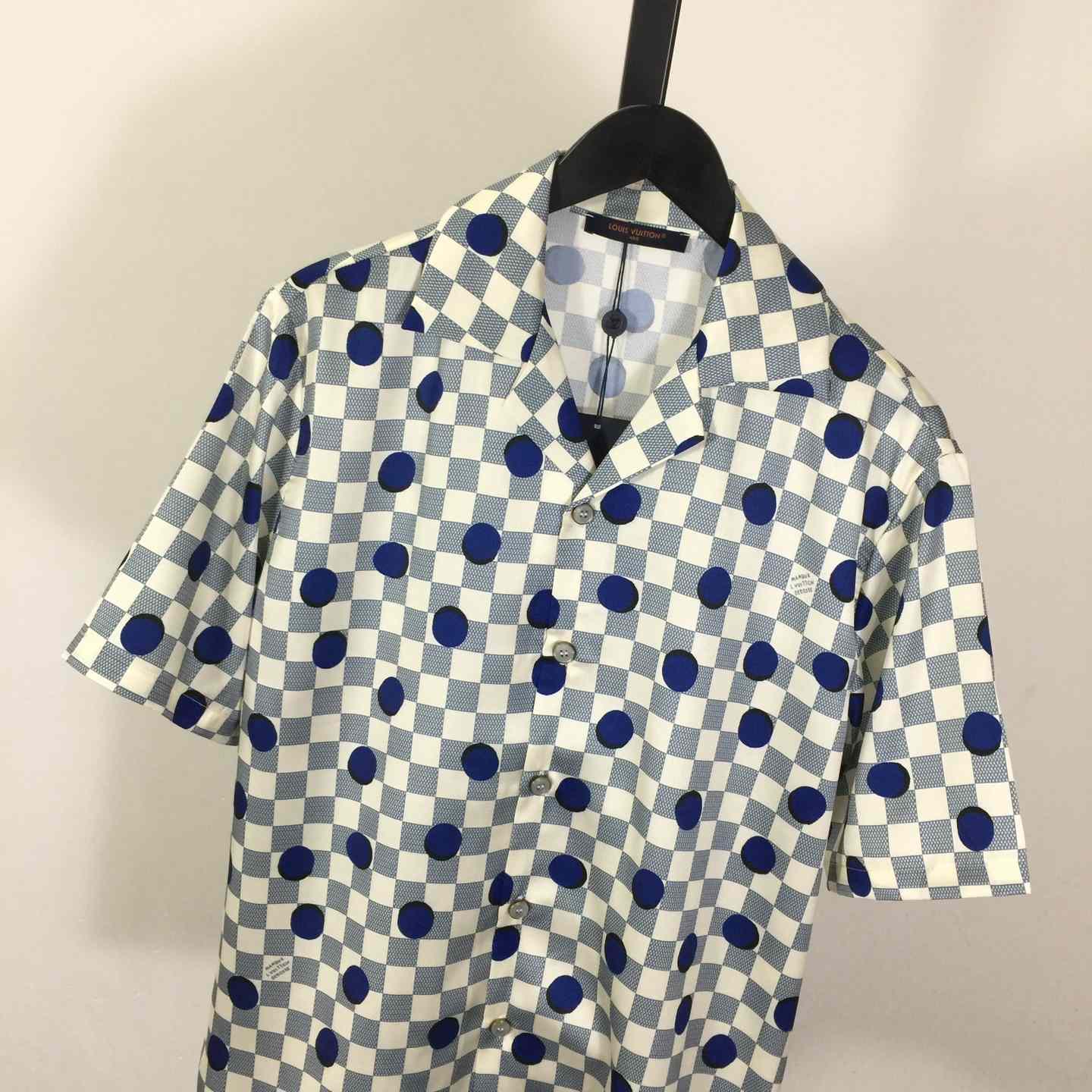 Louis Vuitton Damier Silk Short-Sleeved Shirt   1AK7BK - FashionPlug