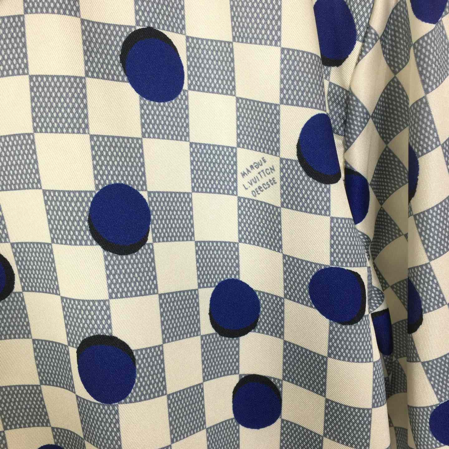 Louis Vuitton Damier Silk Short-Sleeved Shirt   1AK7BK - FashionPlug