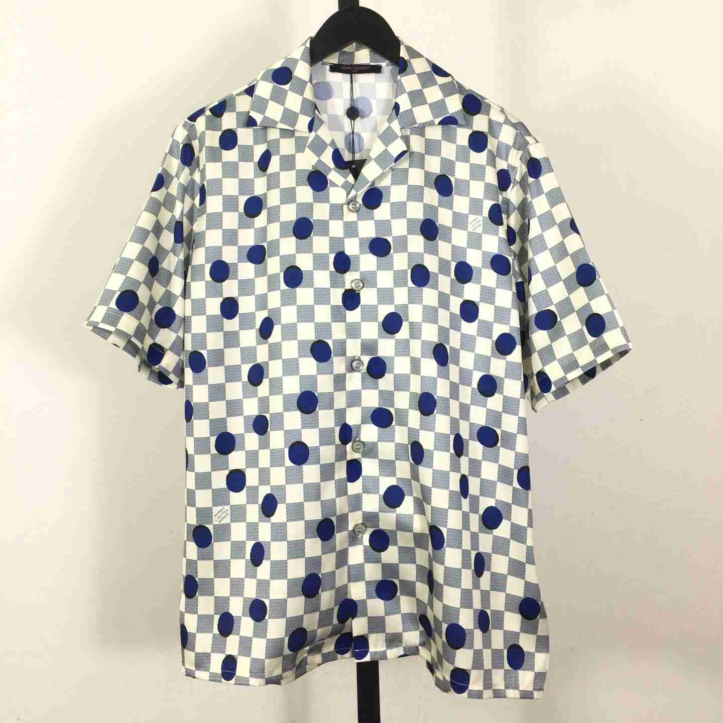 Louis Vuitton Damier Silk Short-Sleeved Shirt   1AK7BK - FashionPlug