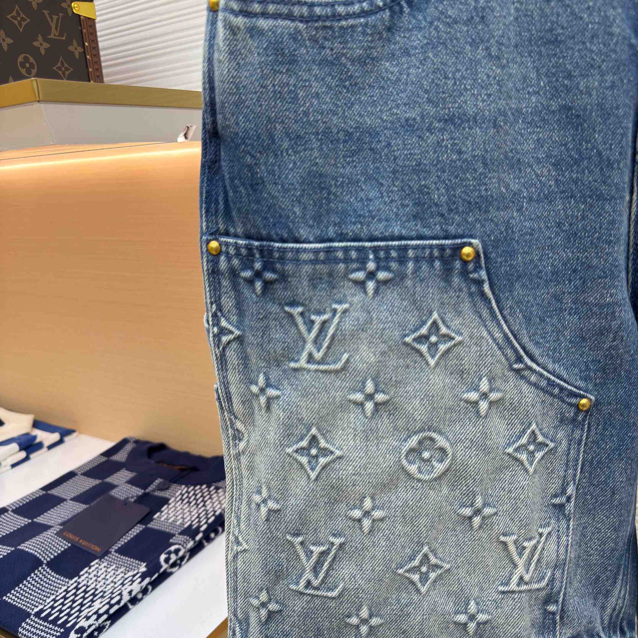 Louis Vuitton Denim Carpenter Shorts  - FashionPlug