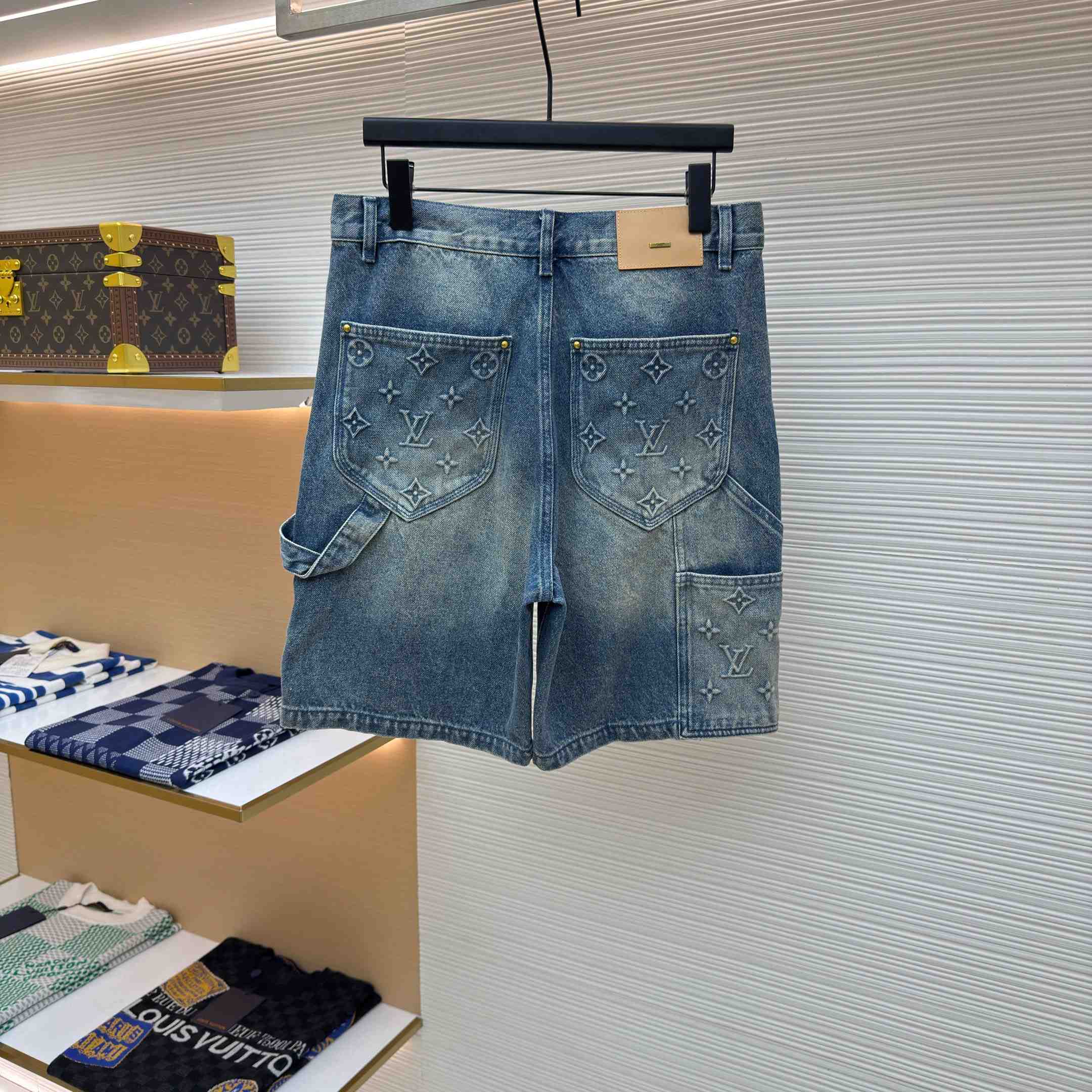 Louis Vuitton Denim Carpenter Shorts  - FashionPlug