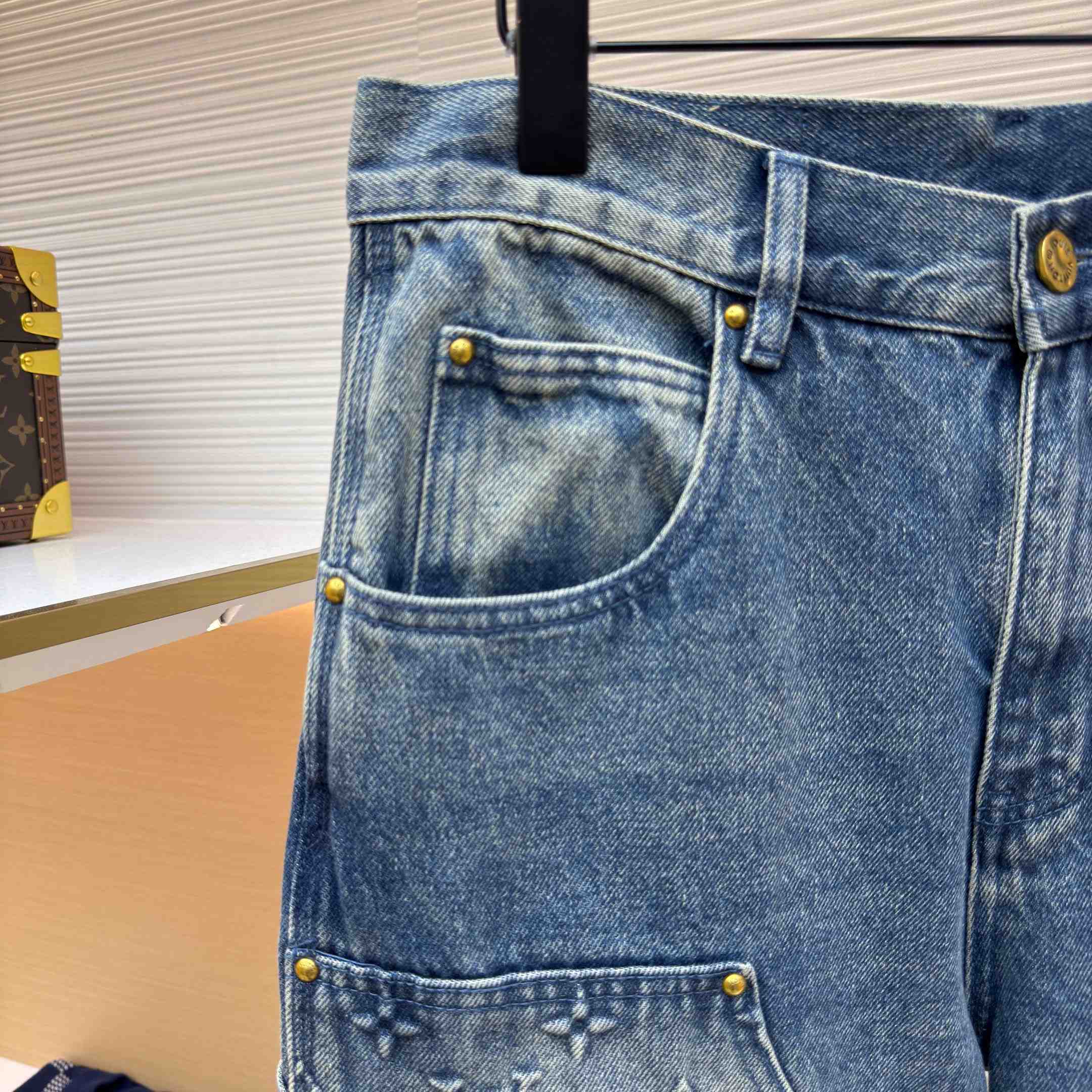 Louis Vuitton Denim Carpenter Shorts  - FashionPlug