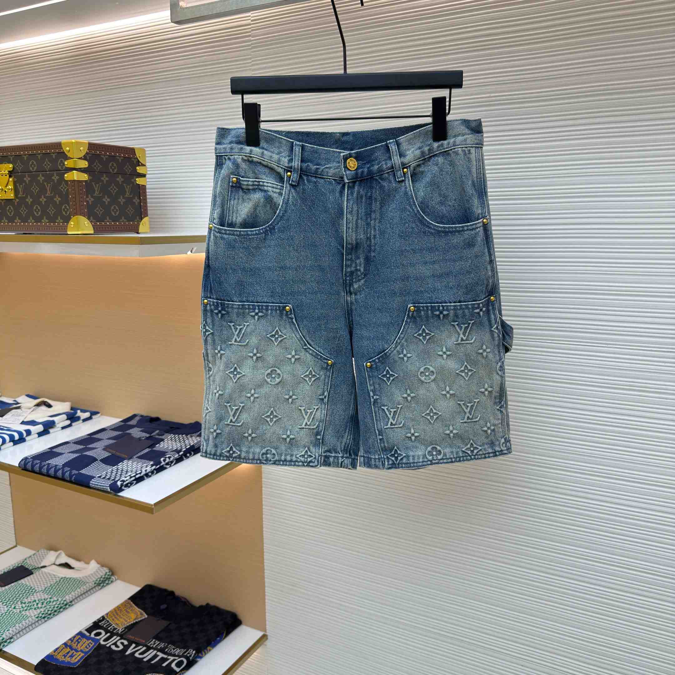 Louis Vuitton Denim Carpenter Shorts  - FashionPlug