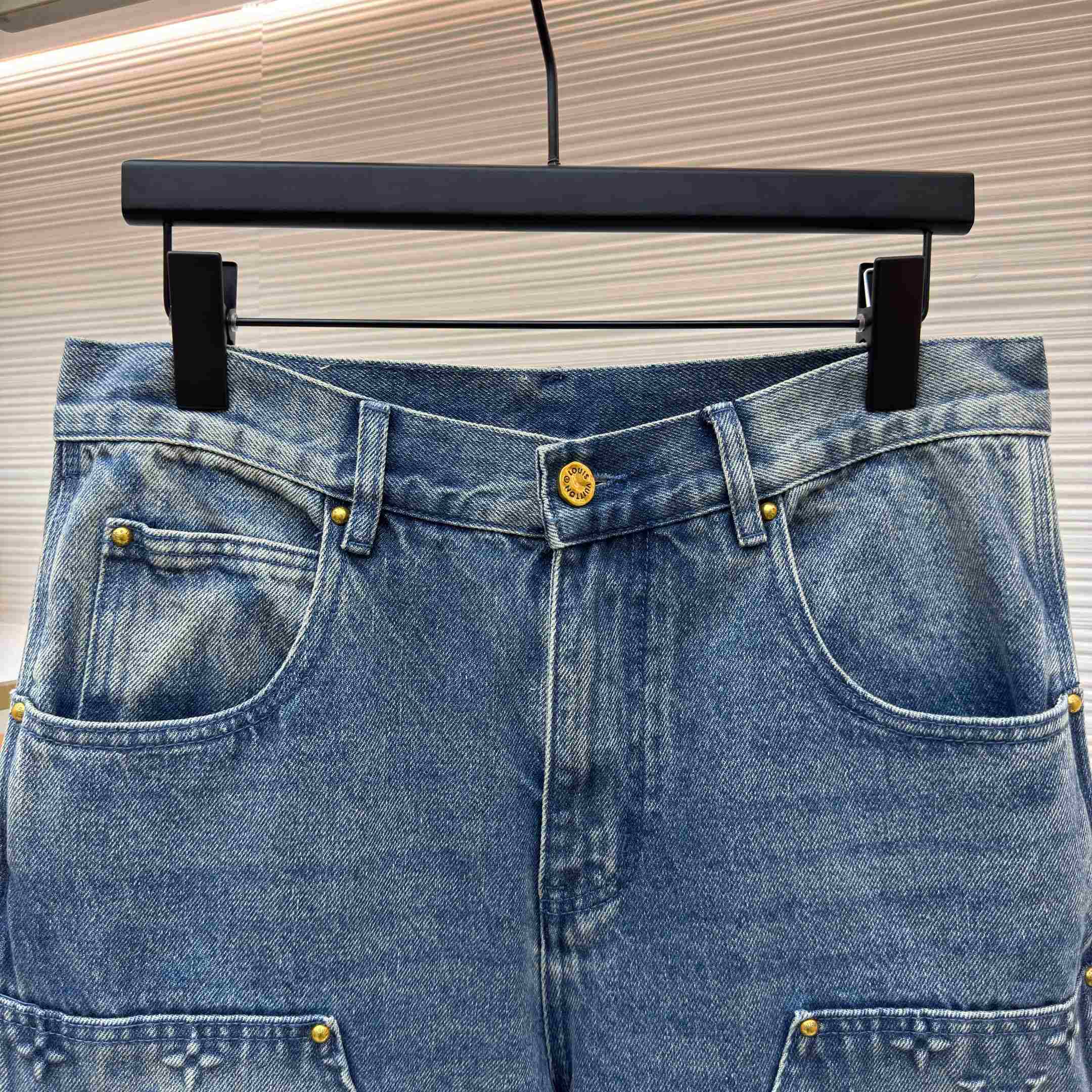 Louis Vuitton Denim Carpenter Shorts  - FashionPlug