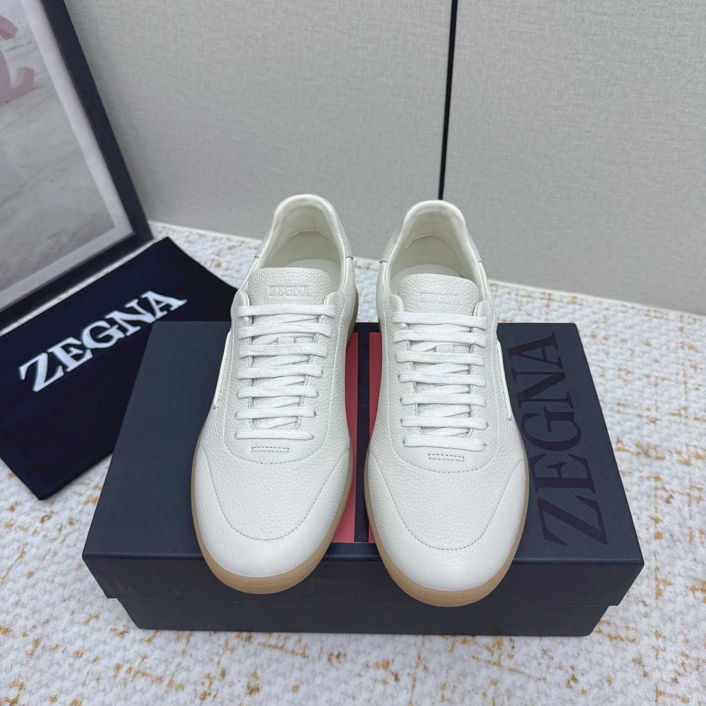 Zegna Grained Leather 232 Sneakers - FashionPlug