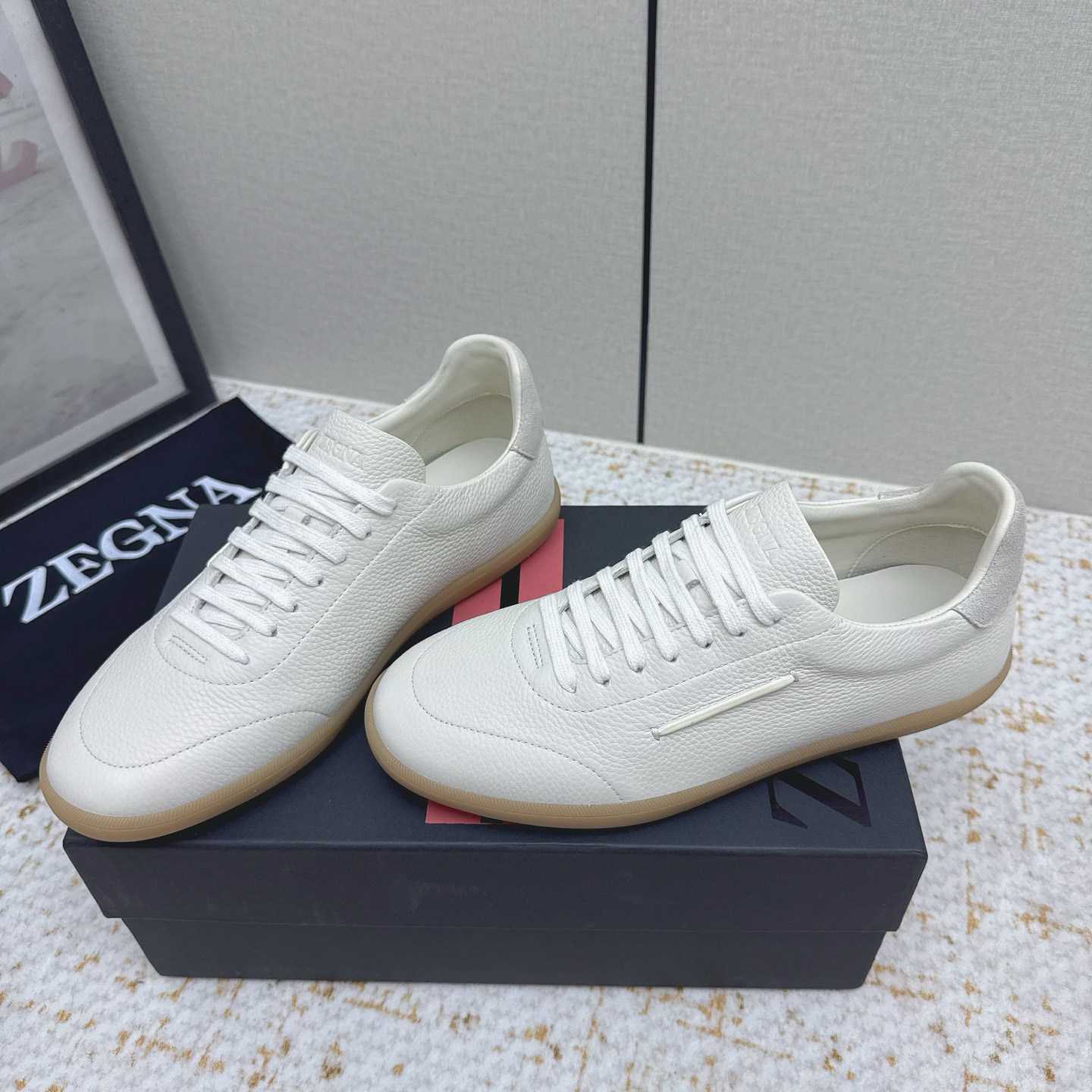 Zegna Grained Leather 232 Sneakers - FashionPlug