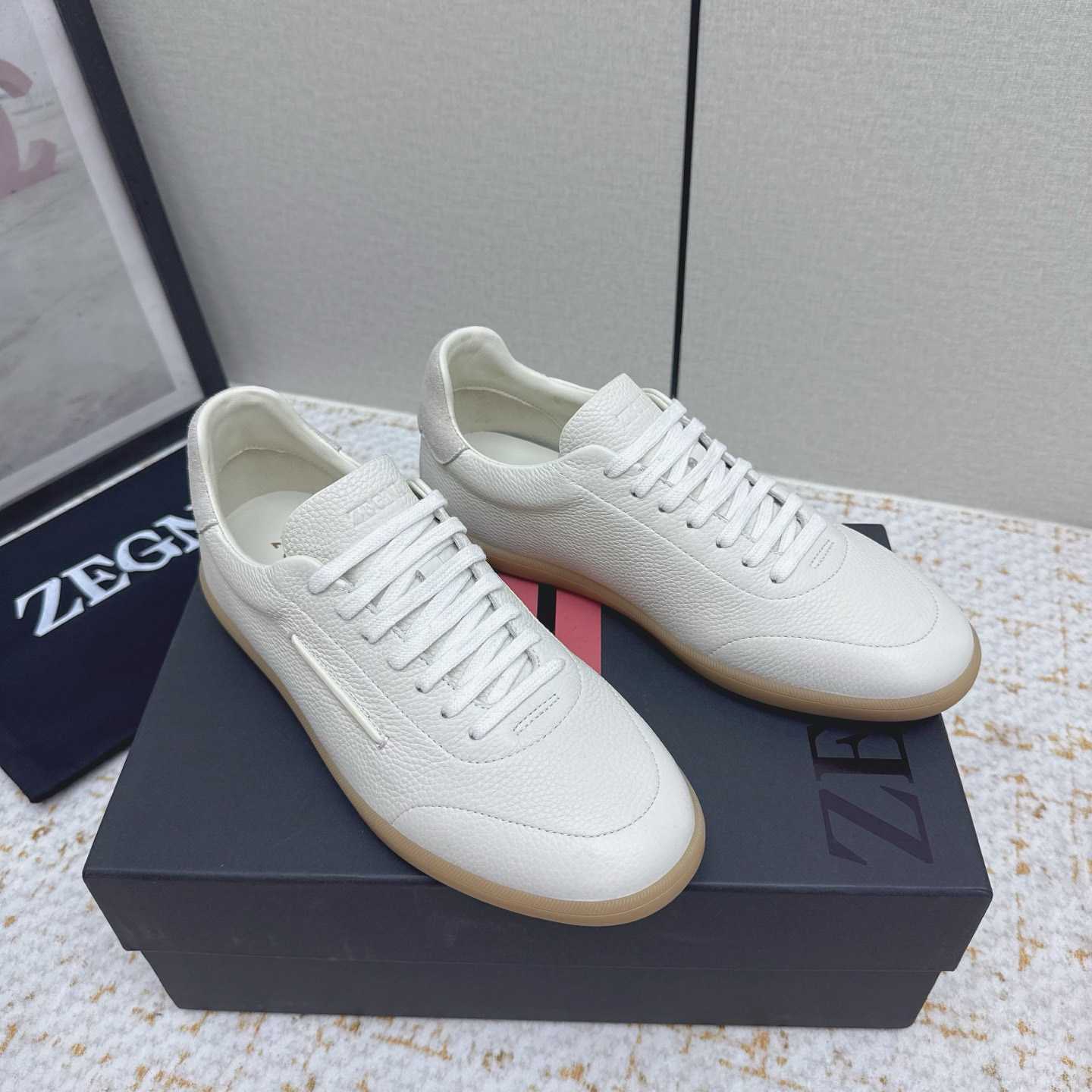 Zegna Grained Leather 232 Sneakers - FashionPlug