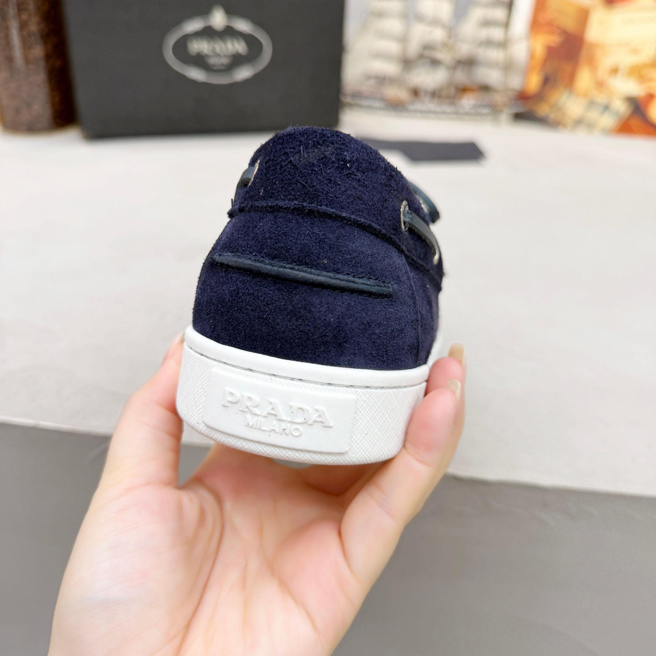 Prada Suede Boat Shoes With Laces - FashionPlug