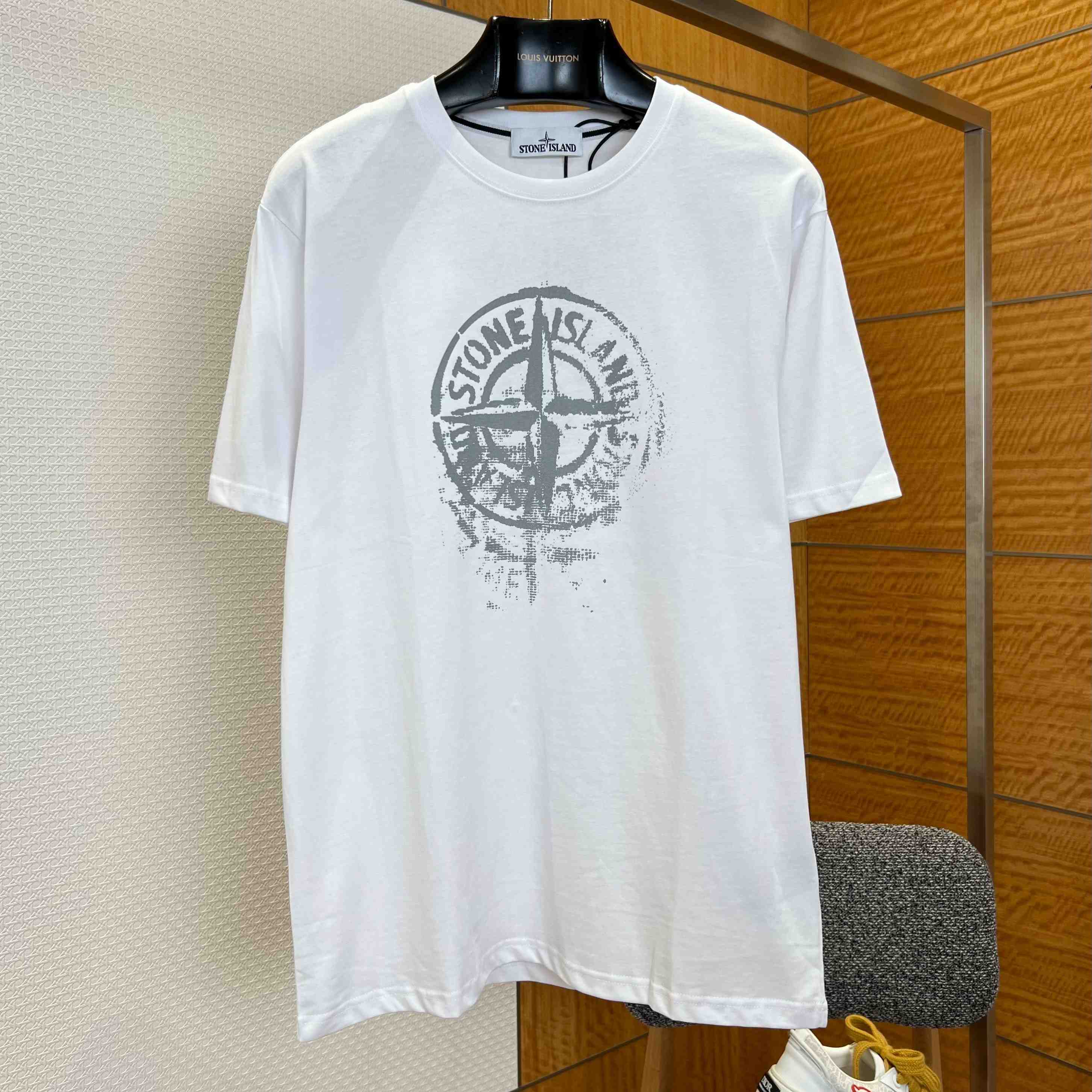 Stone Island Compass-Print Cotton T-shirt - FashionPlug