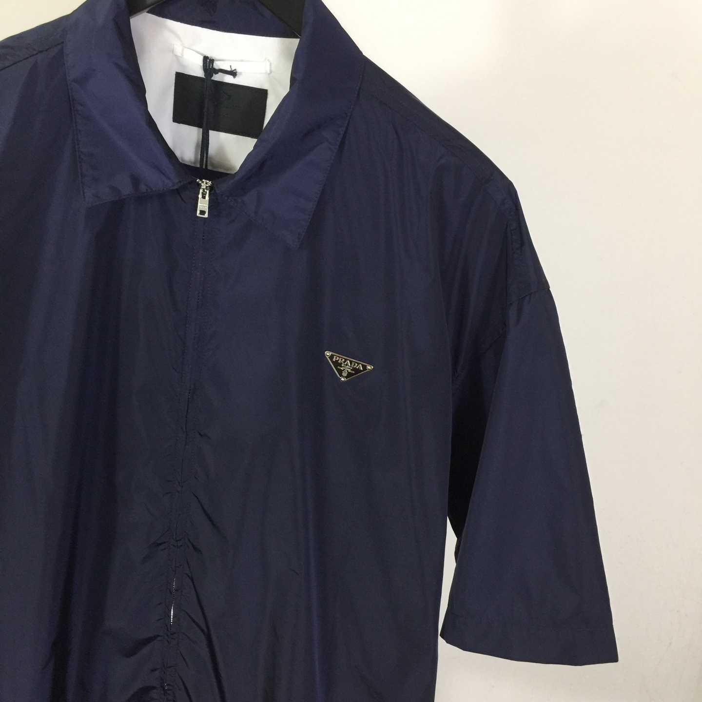Prada Short-sleeved Re-Nylon Zipper Shirt - FashionPlug