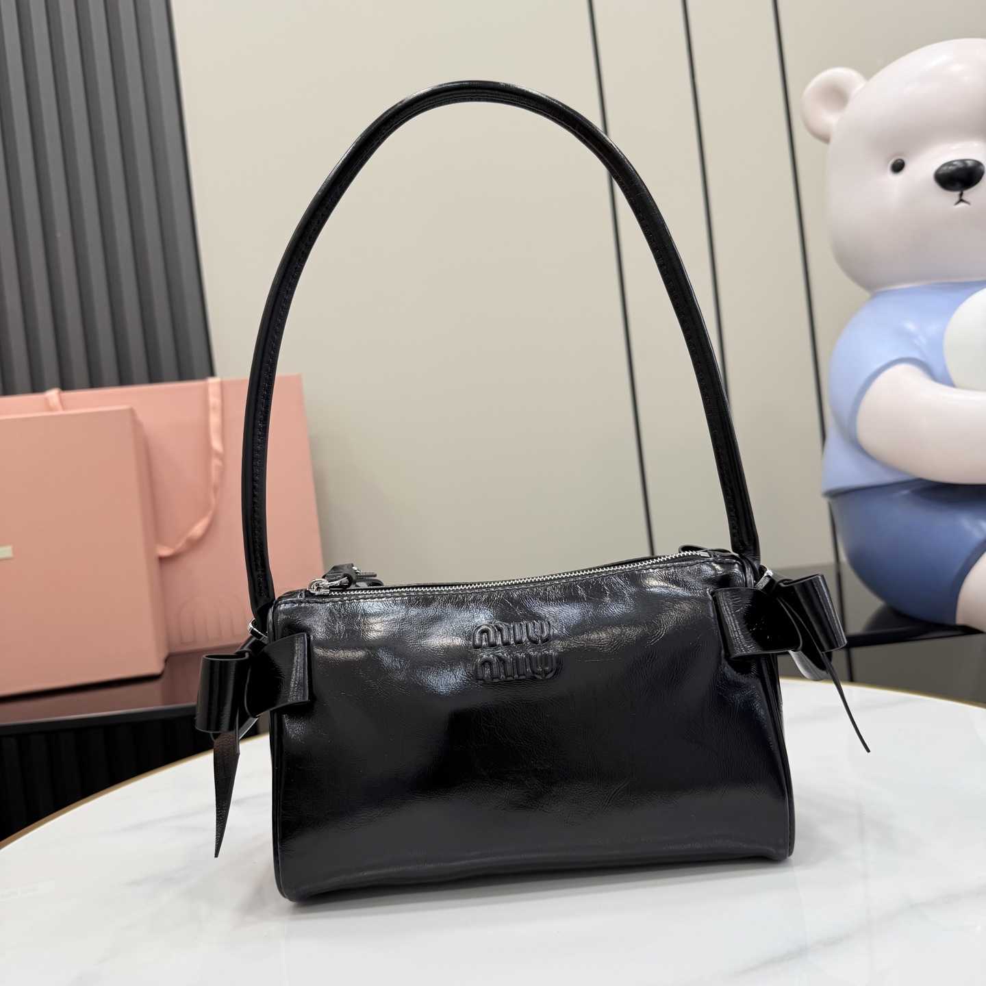 Miu Miu Shiny Leather Pouch - FashionPlug