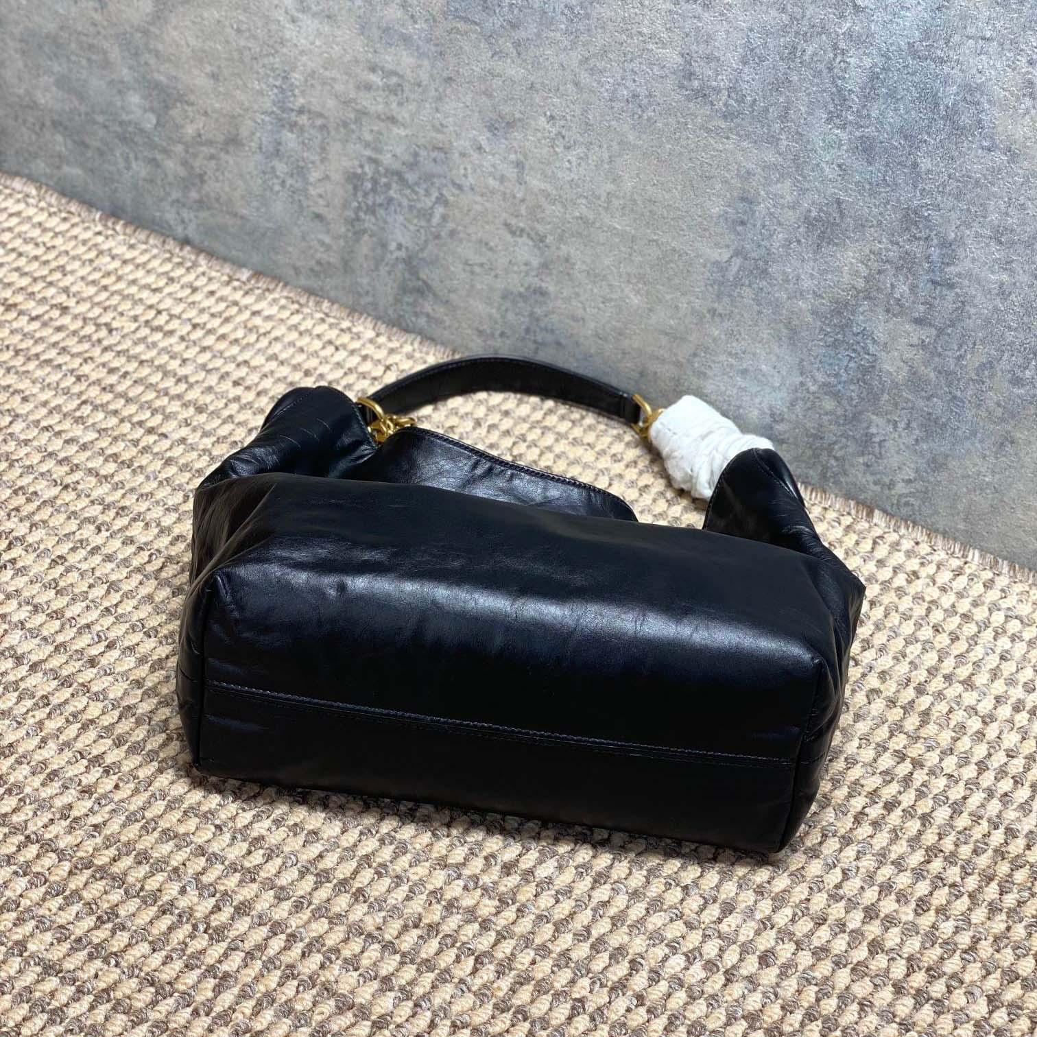 Saint Laurent HORTENSE Small Hobo In Shiny Leather - FashionPlug