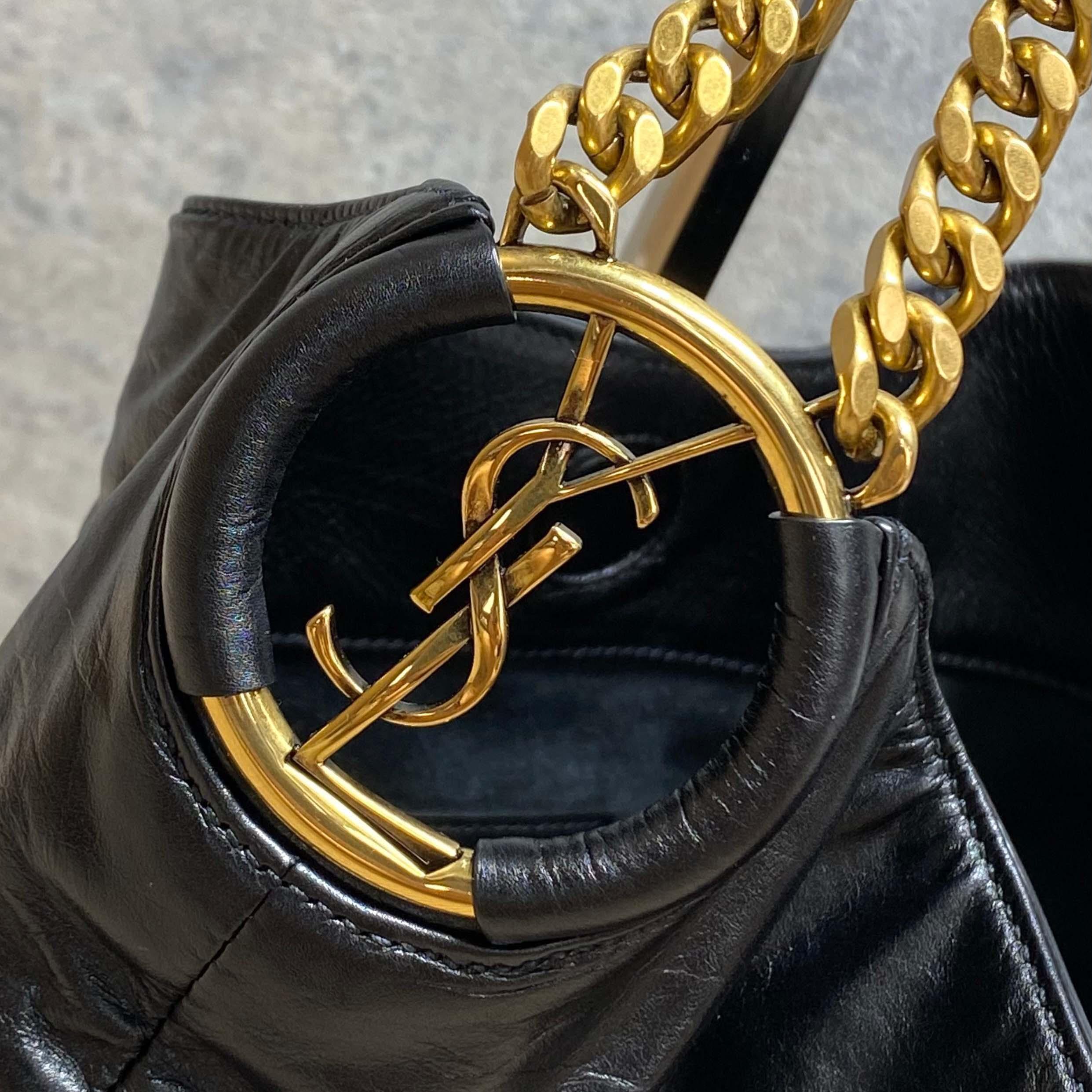 Saint Laurent HORTENSE Small Hobo In Shiny Leather - FashionPlug