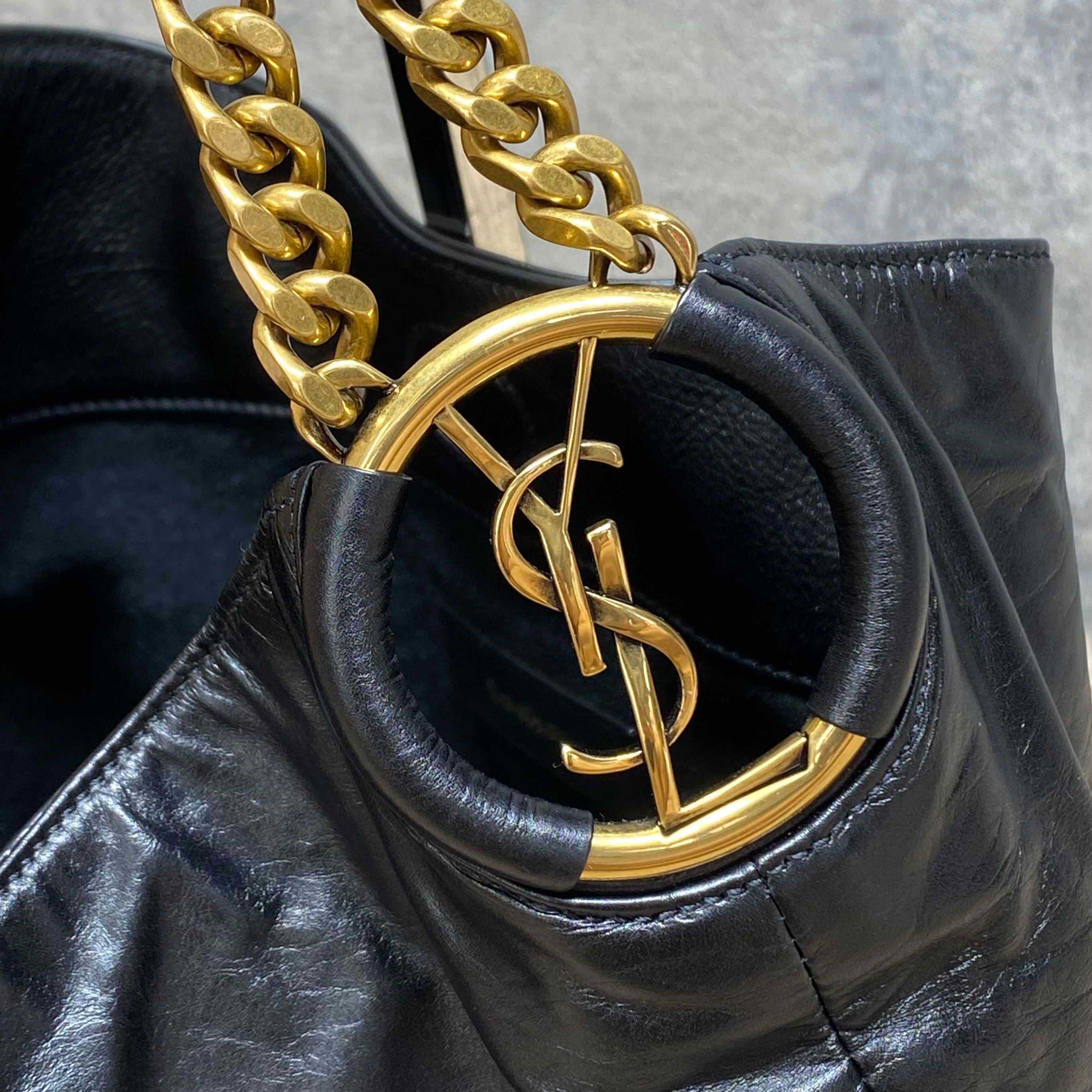 Saint Laurent HORTENSE Small Hobo In Shiny Leather - FashionPlug