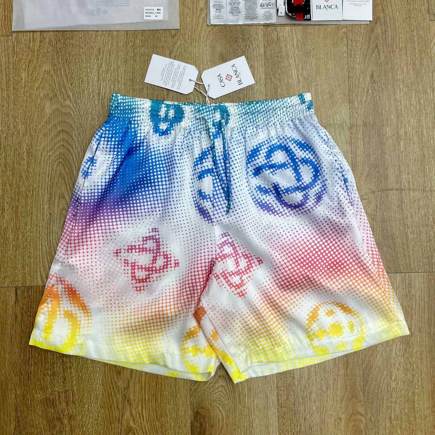 Casablanca Halftone Logo Silk Shorts  CA3578 - FashionPlug