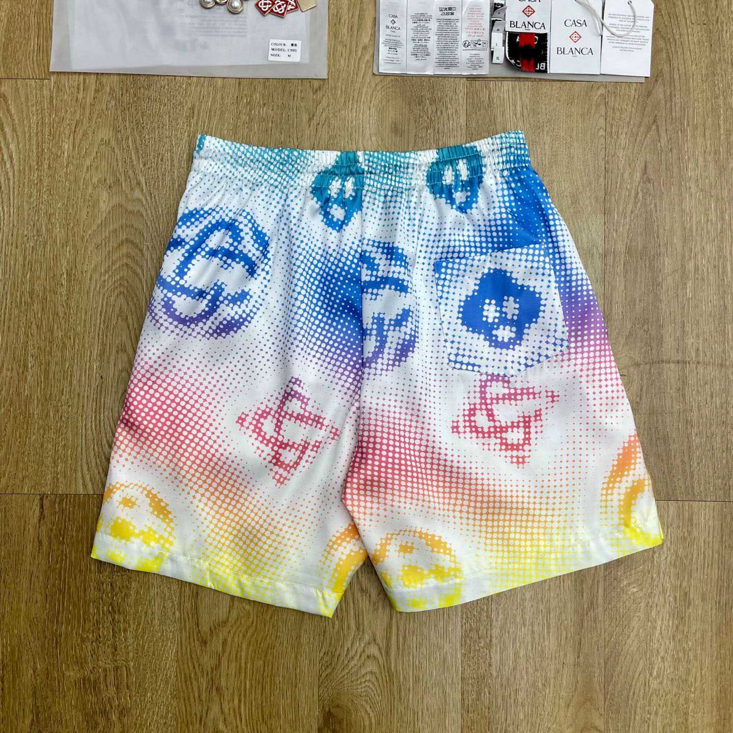 Casablanca Halftone Logo Silk Shorts  CA3578 - FashionPlug