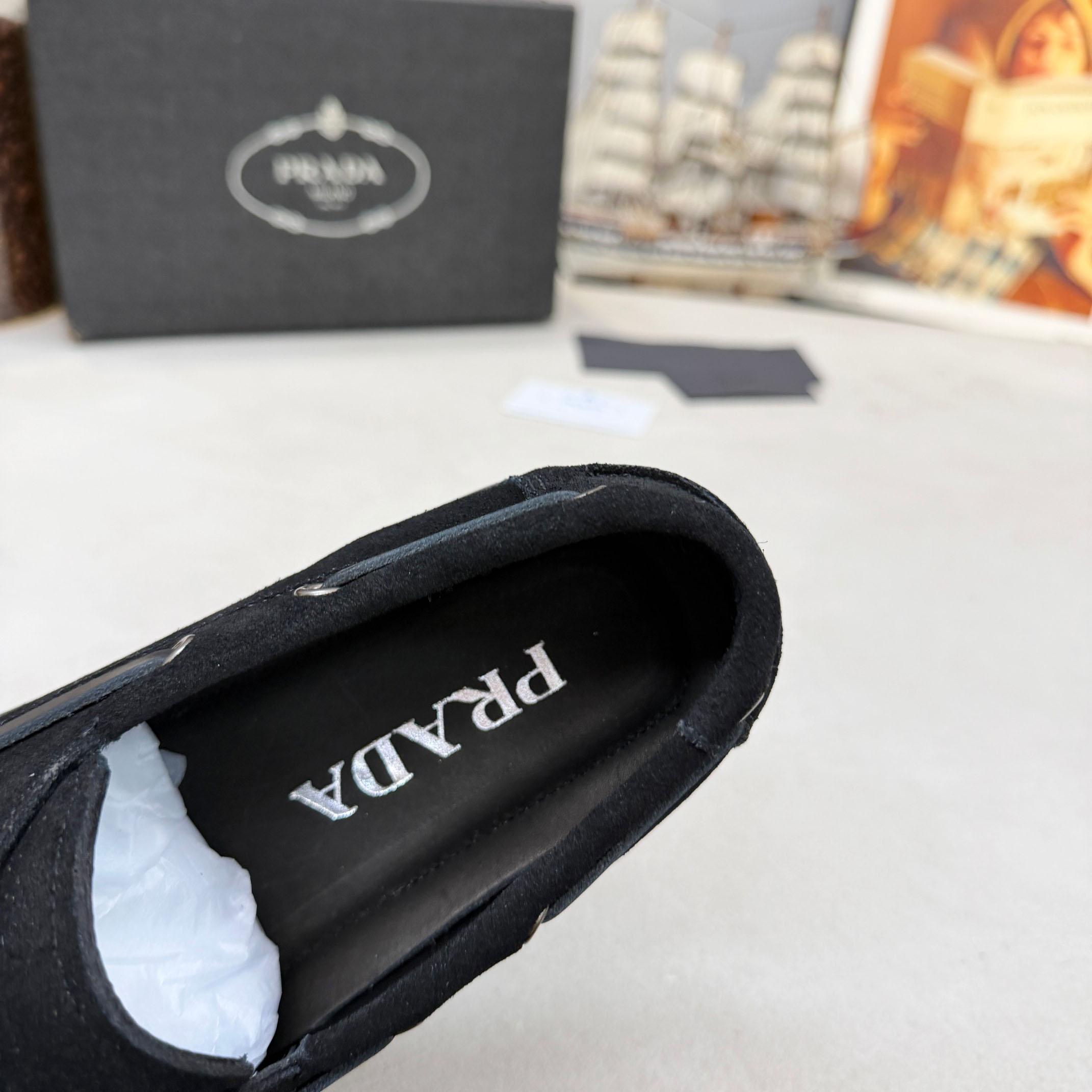Prada Suede Boat Shoes With Laces - FashionPlug