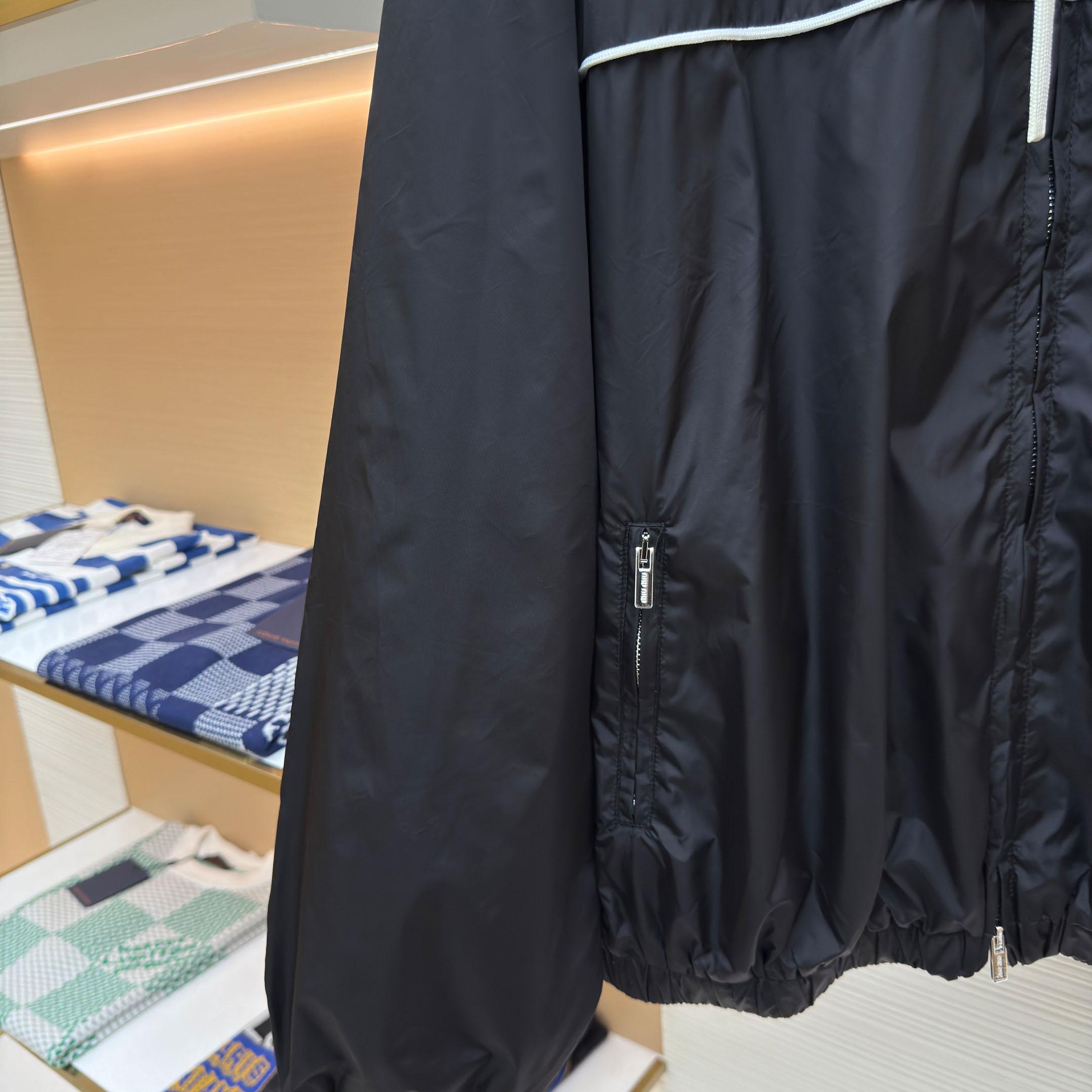 Miu Miu Black Technical Silk Zipper Jacket - FashionPlug