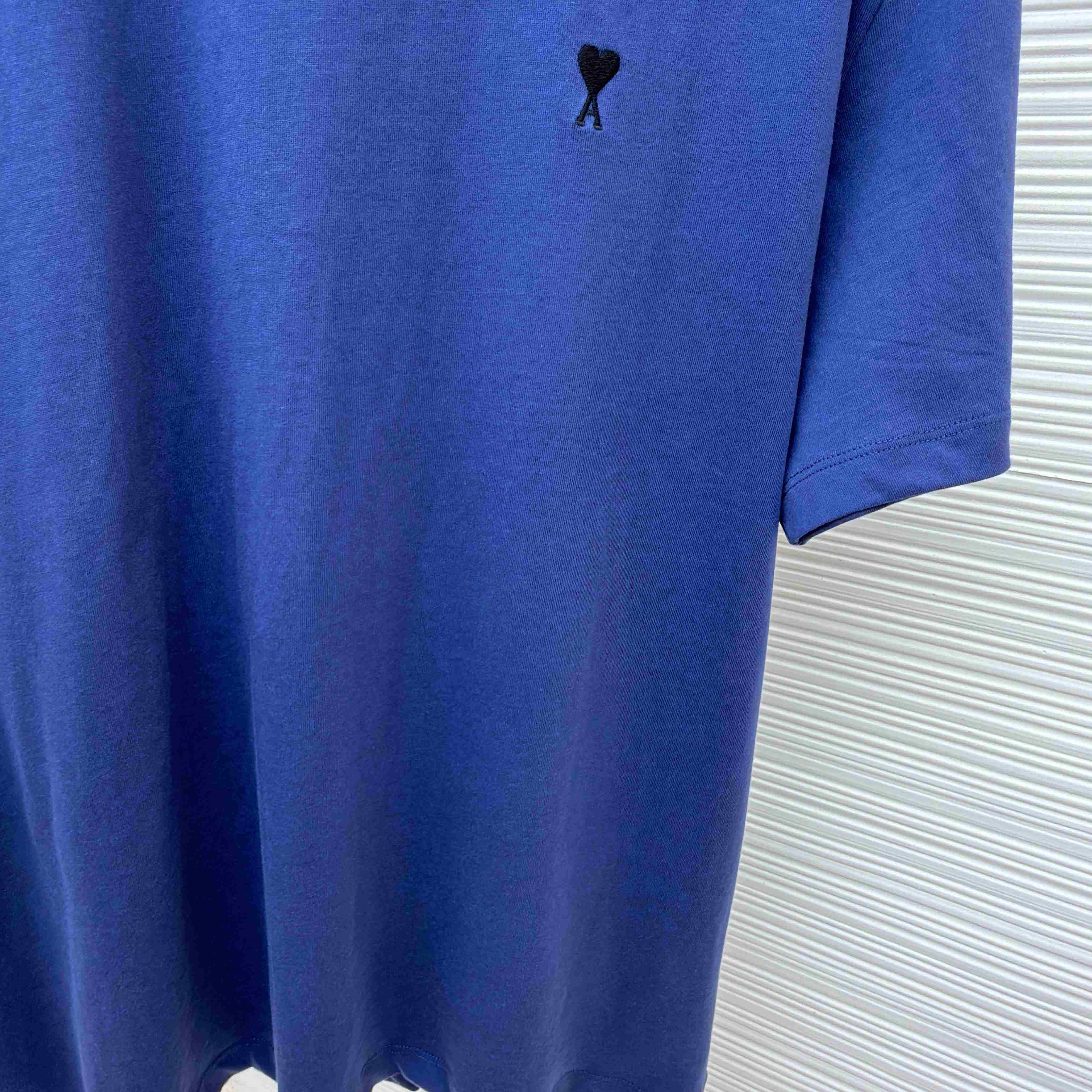 AMI Paris Blue Cotton Ami De Coeur T-shirt - FashionPlug