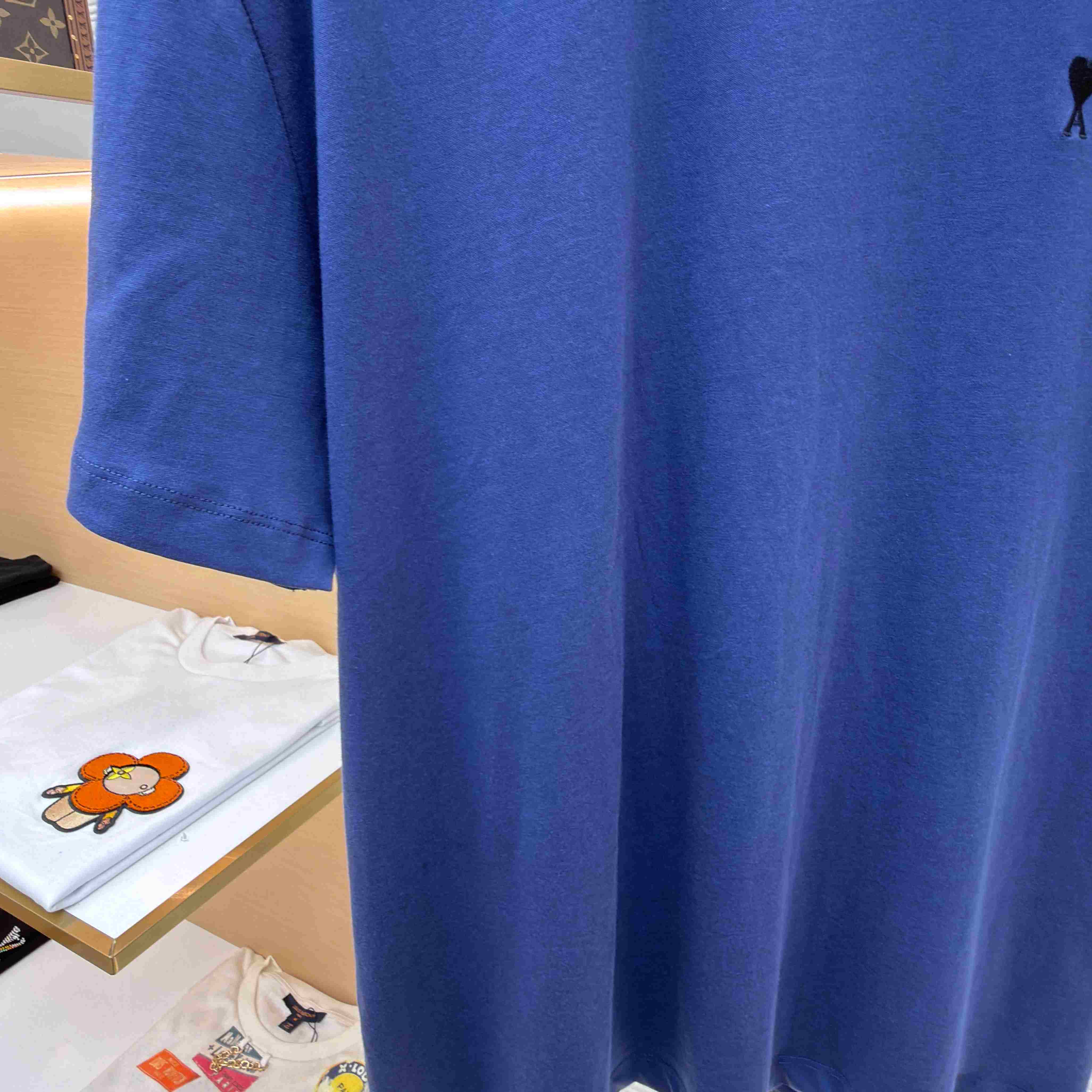 AMI Paris Blue Cotton Ami De Coeur T-shirt - FashionPlug
