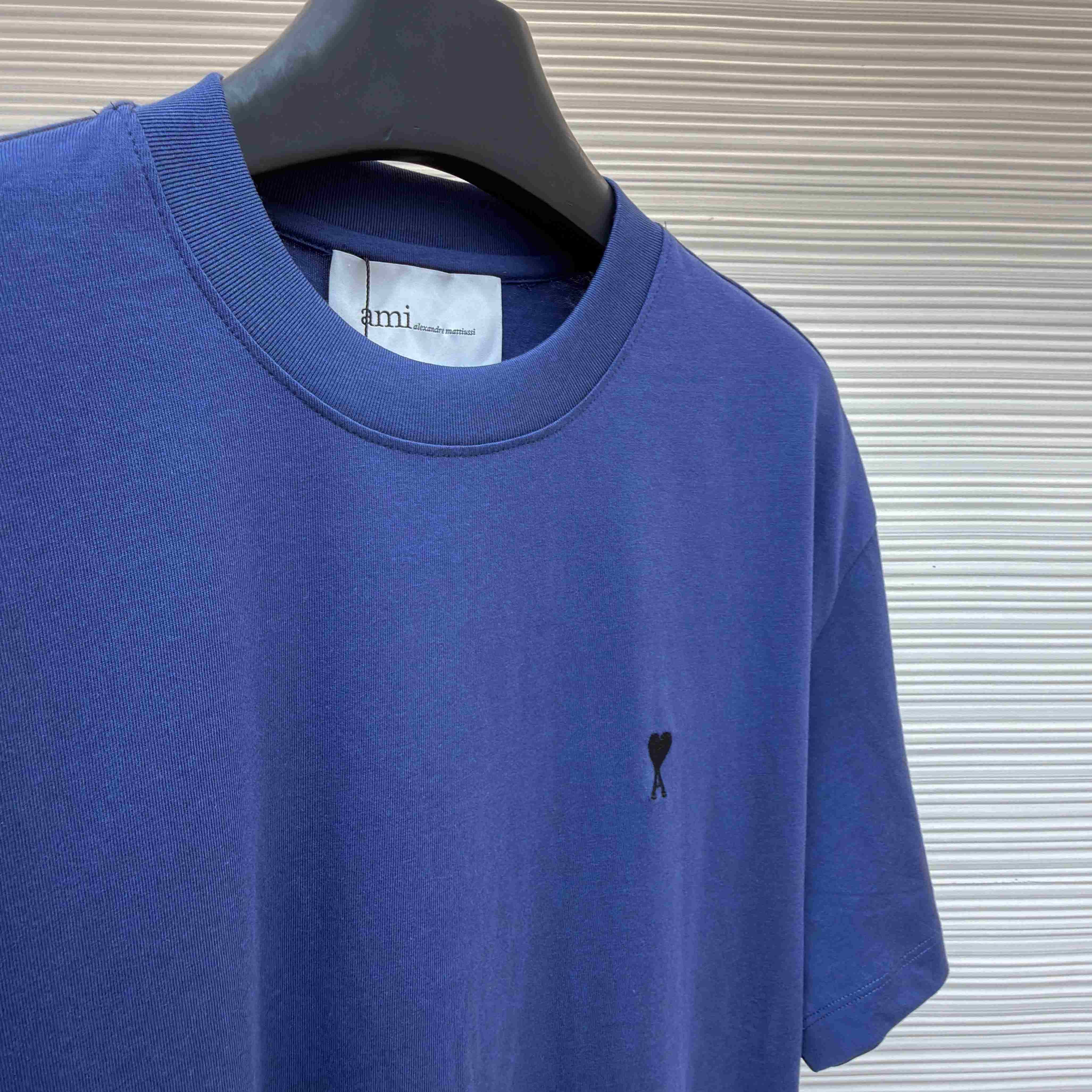 AMI Paris Blue Cotton Ami De Coeur T-shirt - FashionPlug