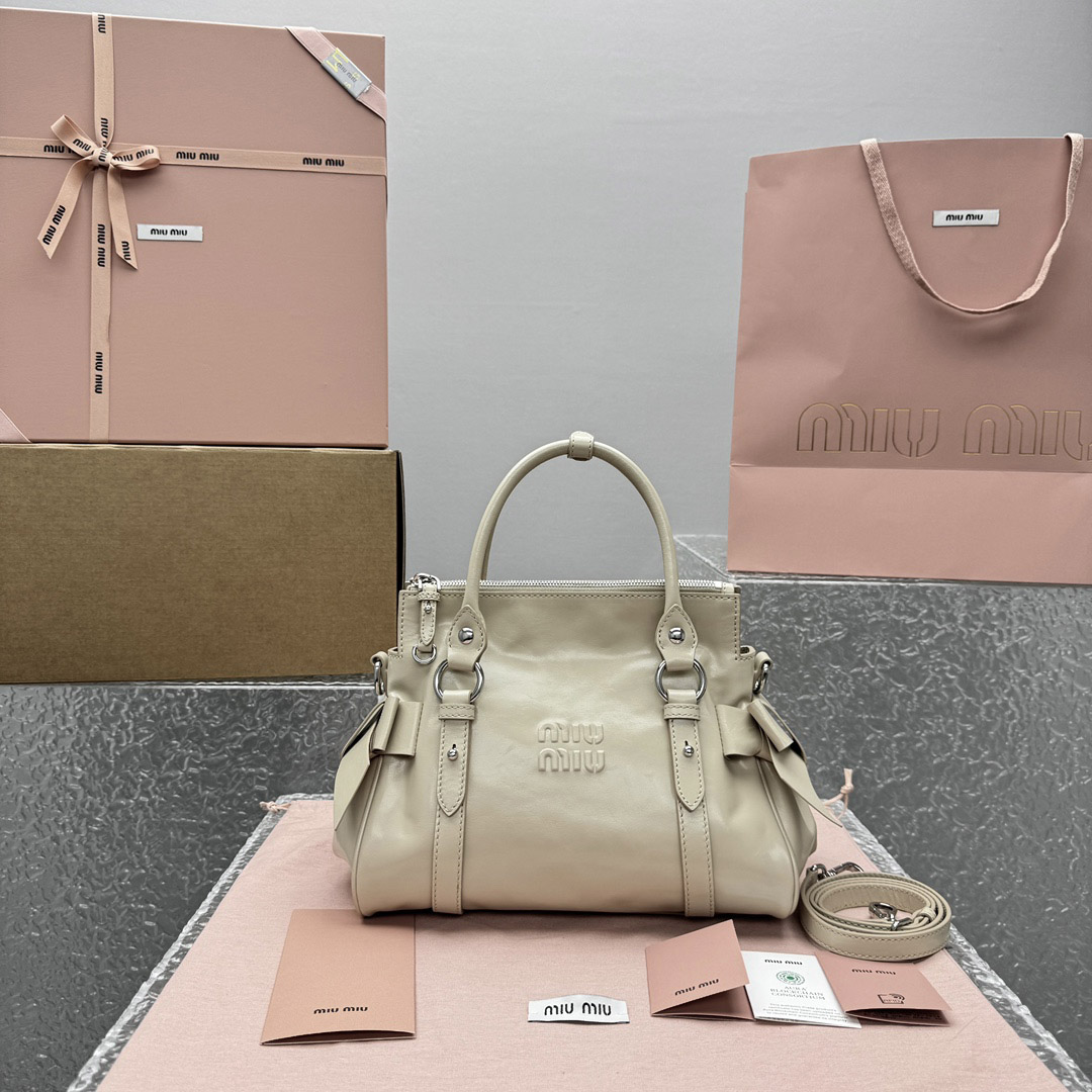 Miu Miu Shiny Leather Top-Handle Bag - FashionPlug