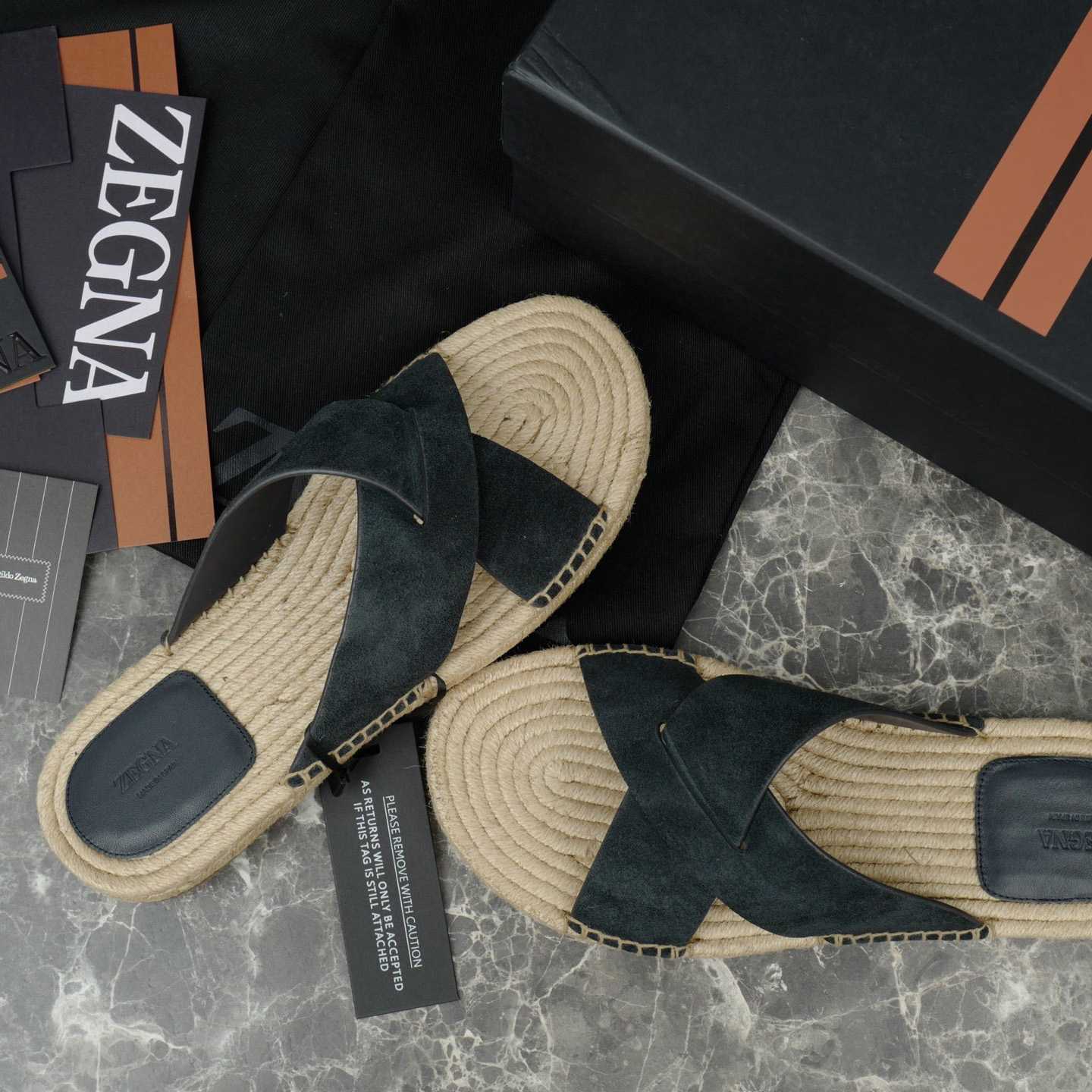 Zegna Crossover-Strap Suede Espadrilles - FashionPlug
