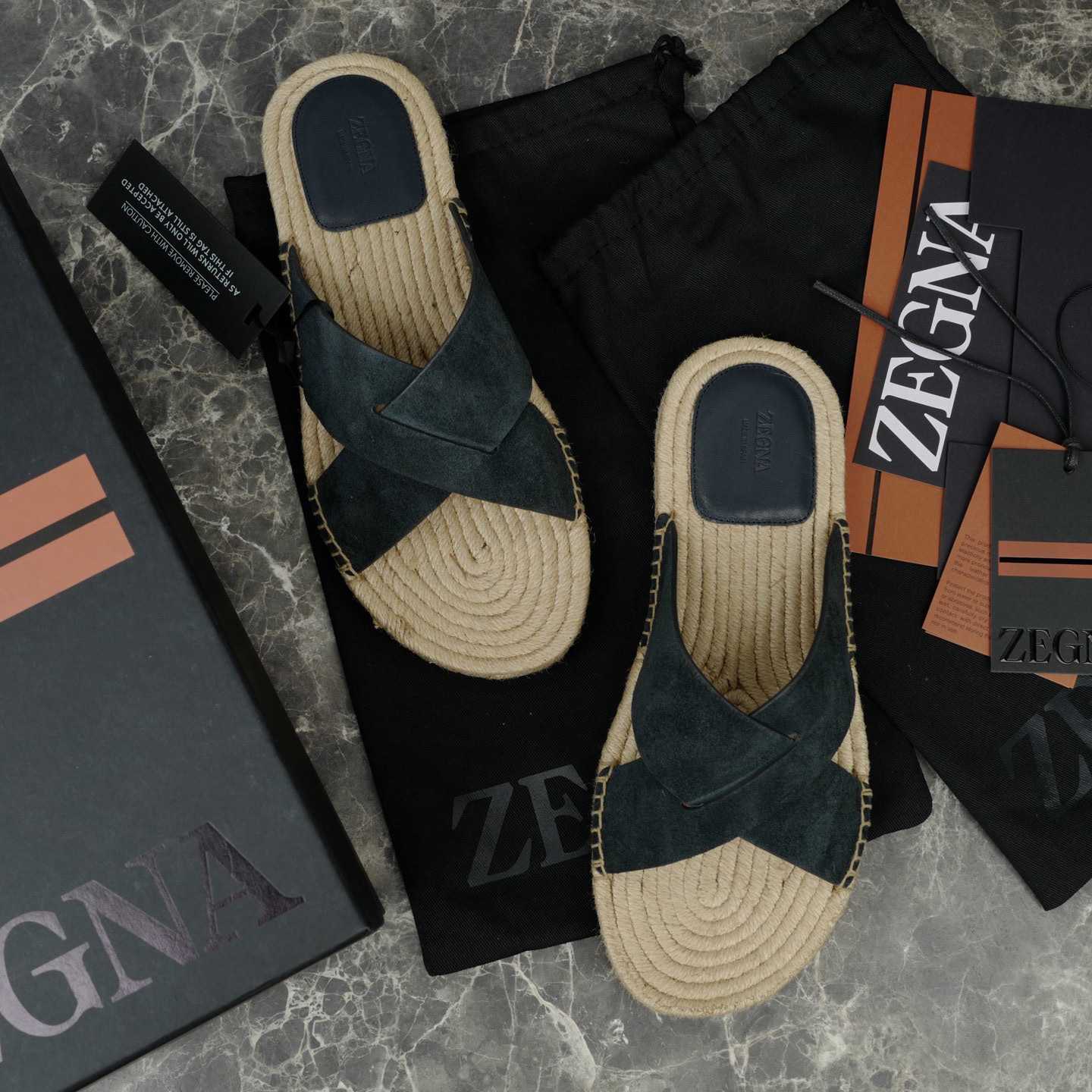 Zegna Crossover-Strap Suede Espadrilles - FashionPlug