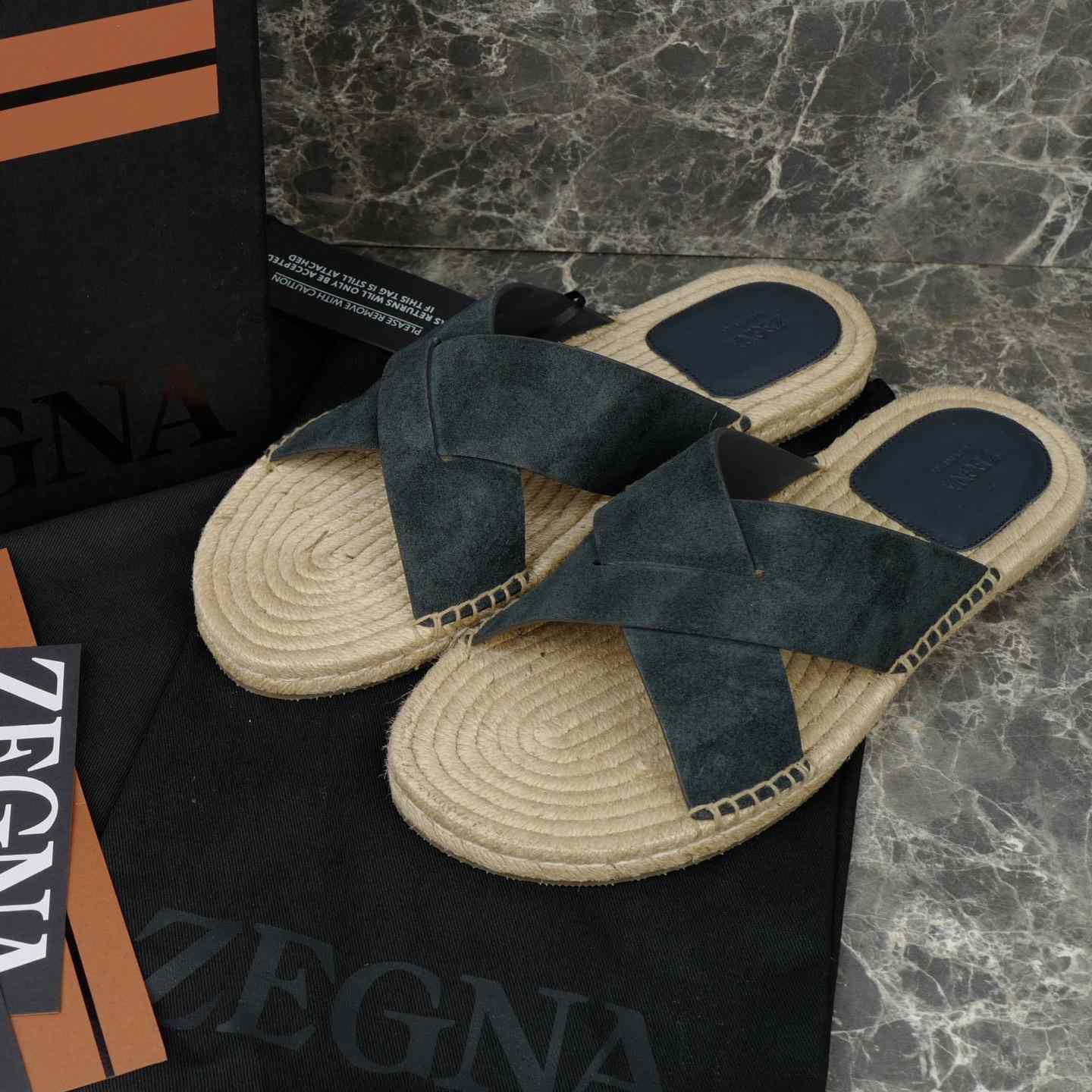 Zegna Crossover-Strap Suede Espadrilles - FashionPlug