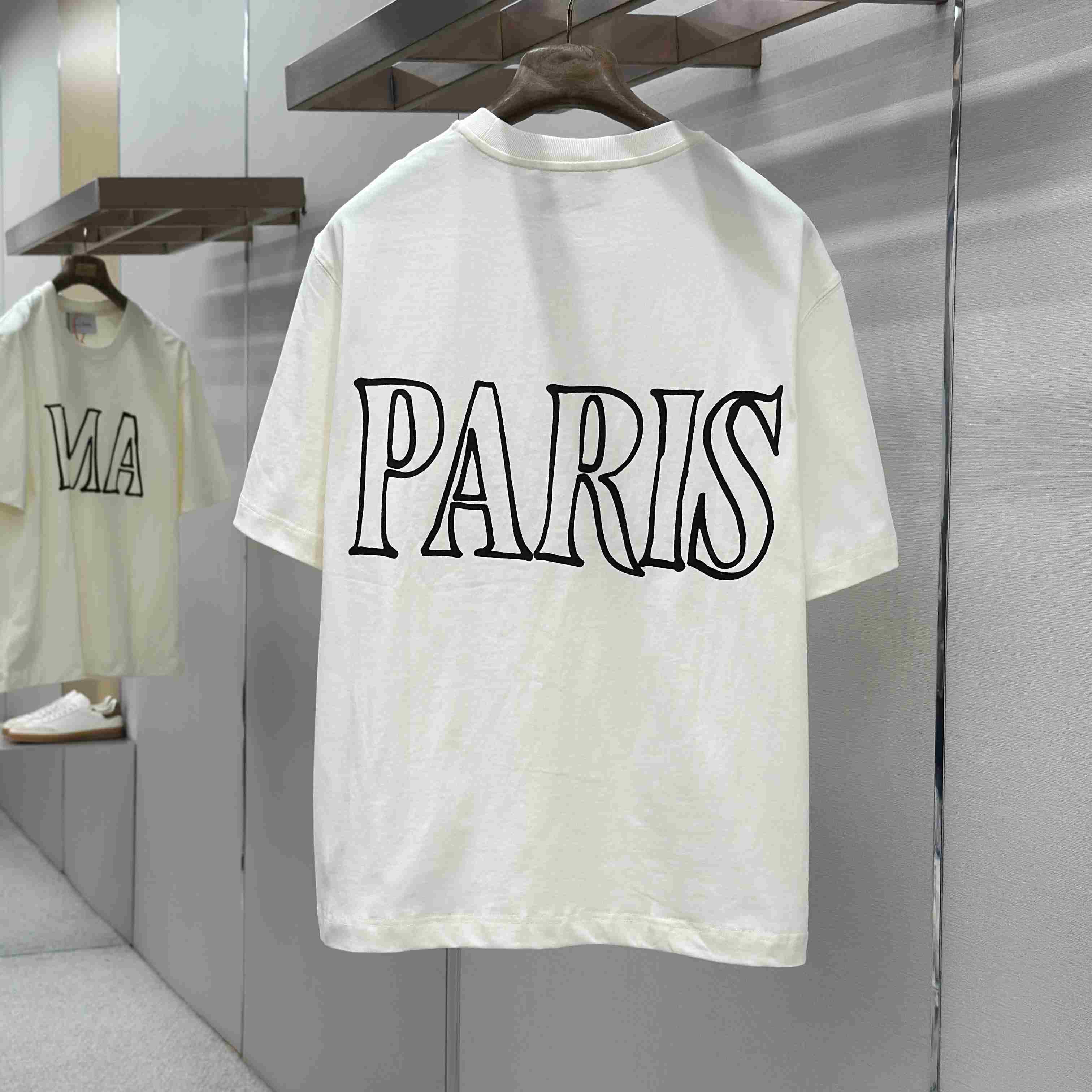 AMI Paris White Cotton Ami Paris Print T-shirt - FashionPlug