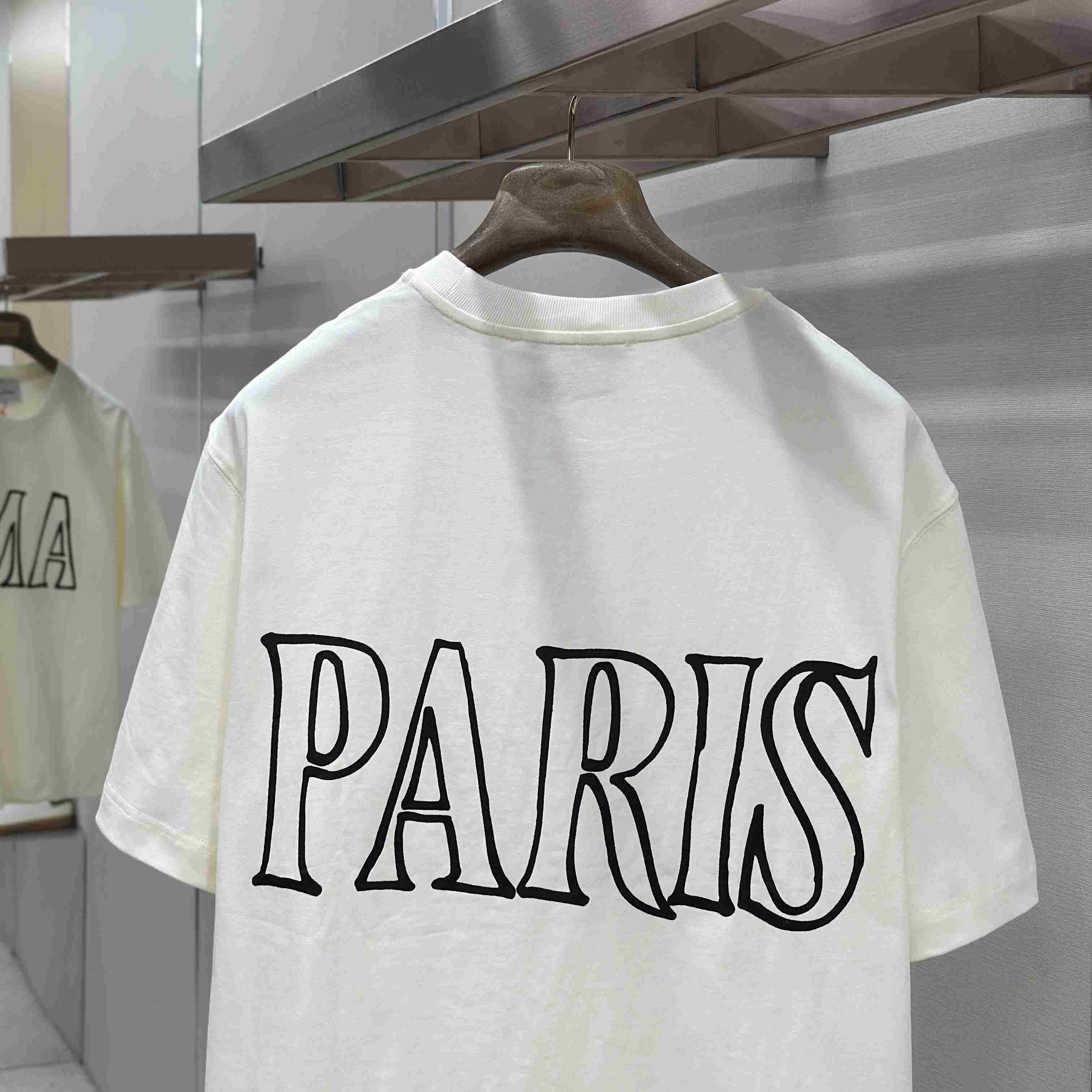 AMI Paris White Cotton Ami Paris Print T-shirt - FashionPlug