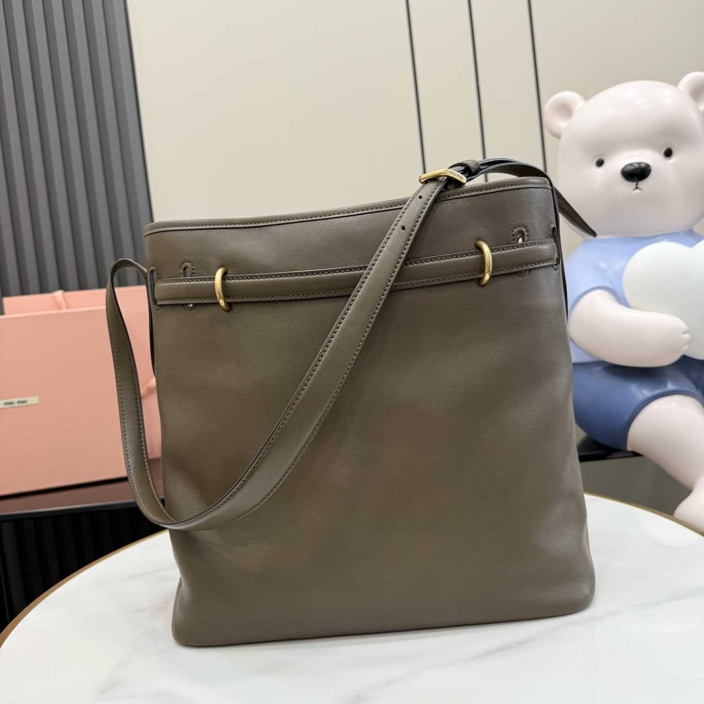 Miu Miu Aventure Nappa Leather Bucket Bag - FashionPlug