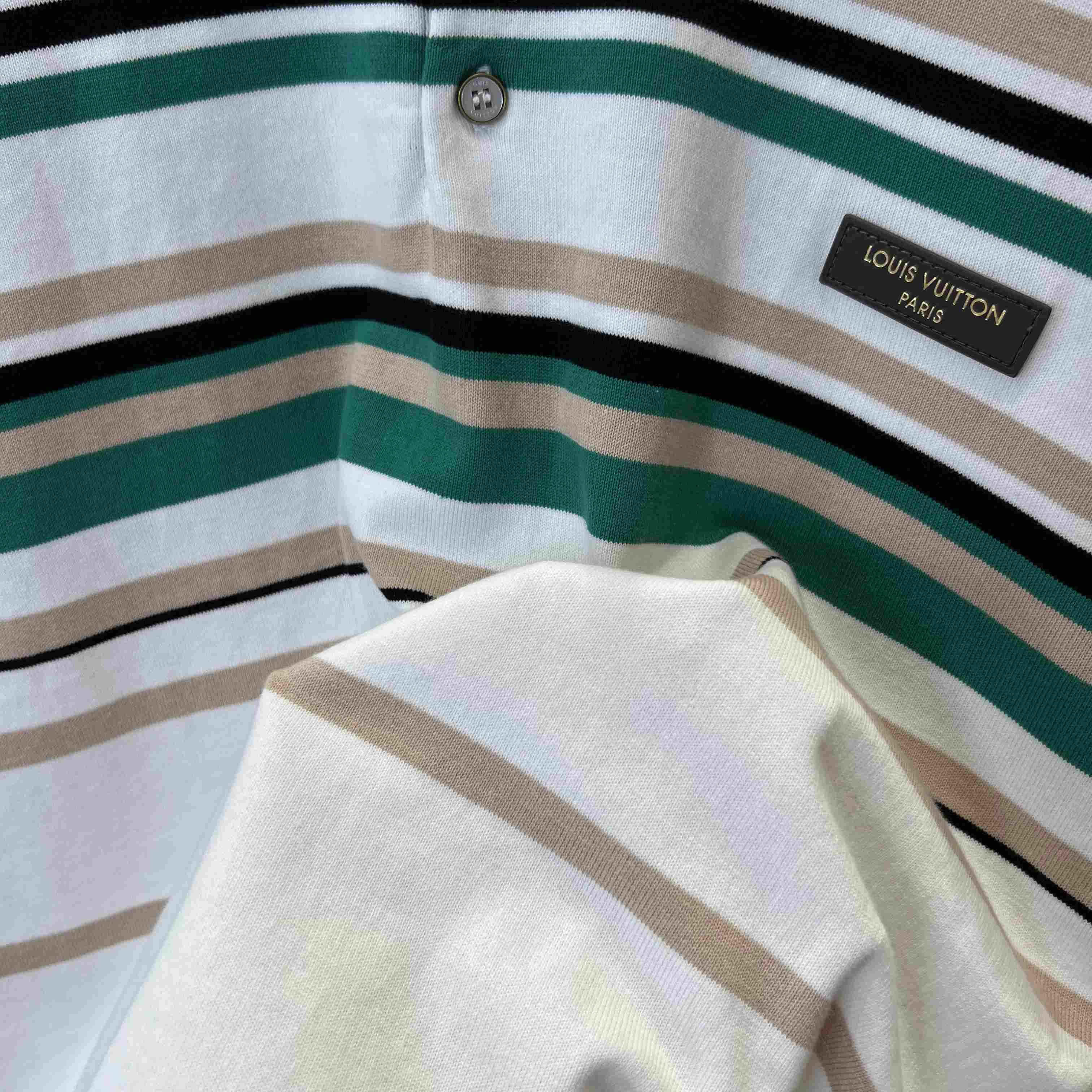 Louis Vuitton Striped Textured Short-Sleeved Polo Shirt 1AK7I4 - FashionPlug