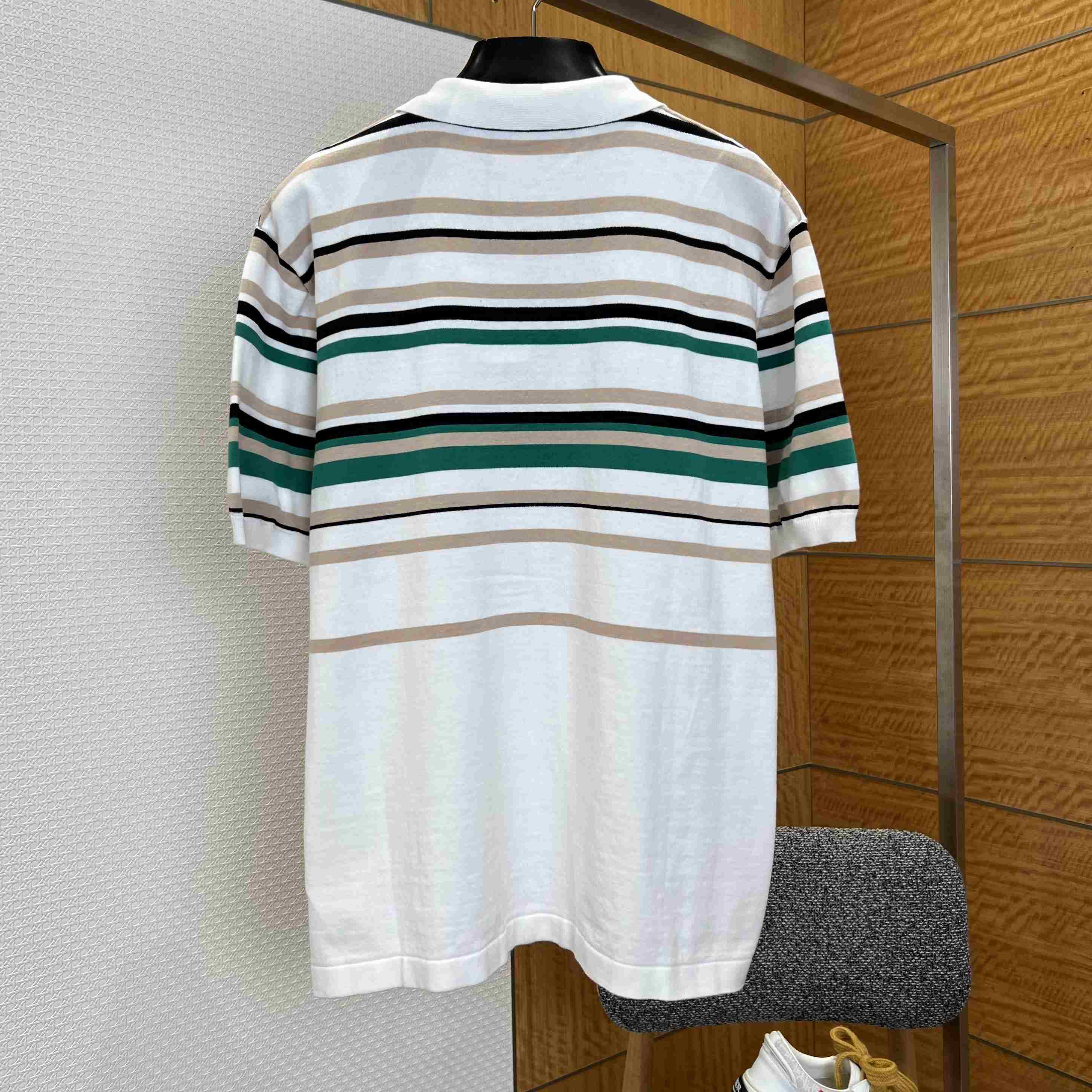 Louis Vuitton Striped Textured Short-Sleeved Polo Shirt 1AK7I4 - FashionPlug