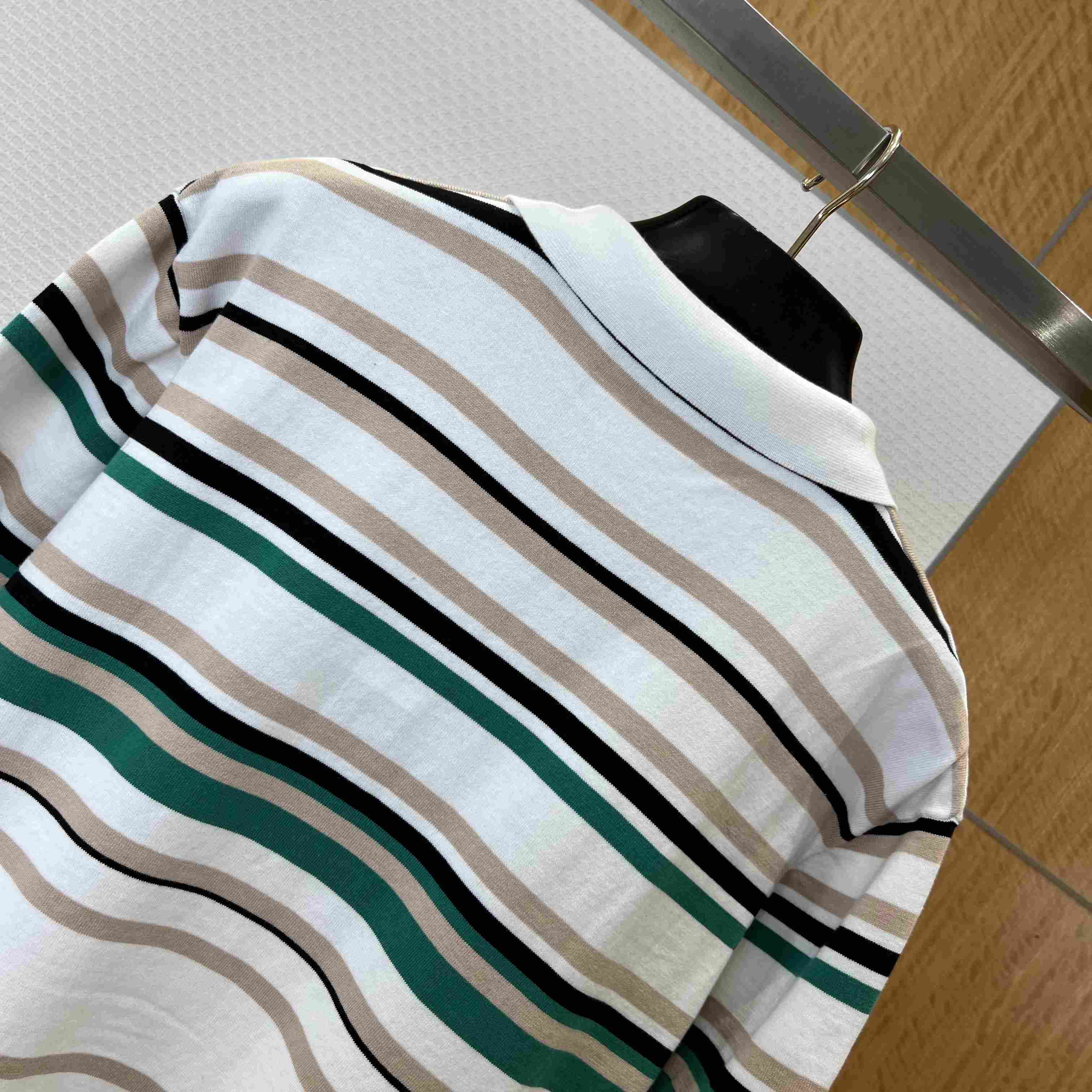 Louis Vuitton Striped Textured Short-Sleeved Polo Shirt 1AK7I4 - FashionPlug
