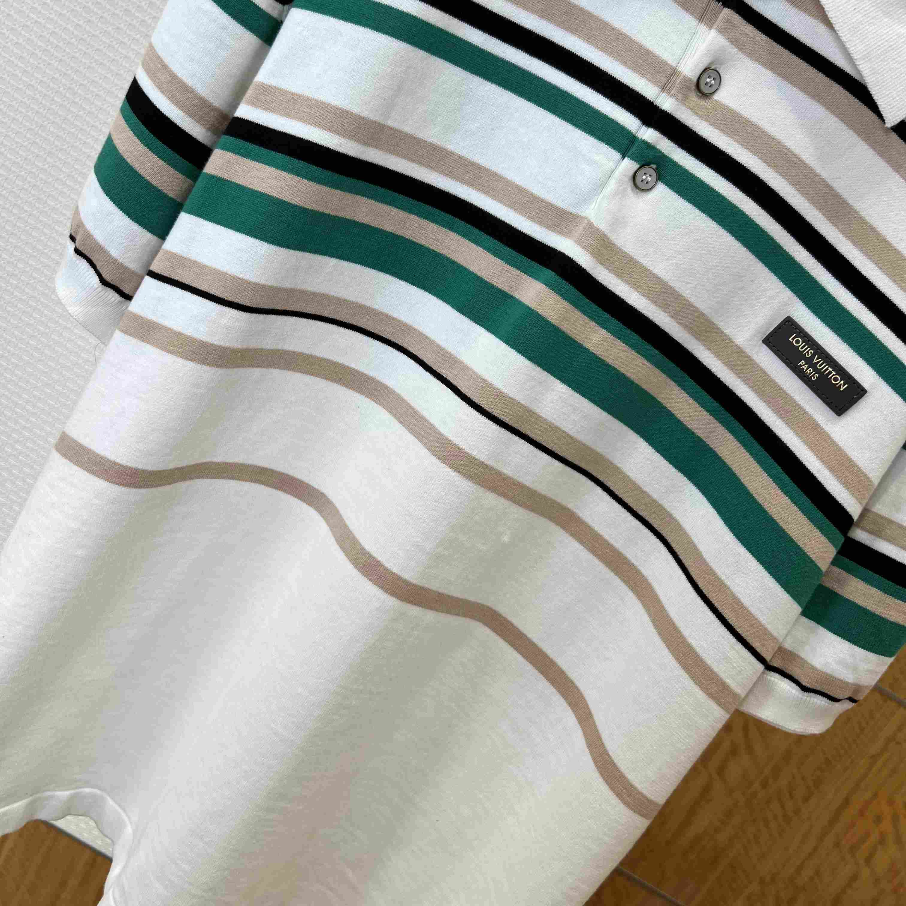 Louis Vuitton Striped Textured Short-Sleeved Polo Shirt 1AK7I4 - FashionPlug