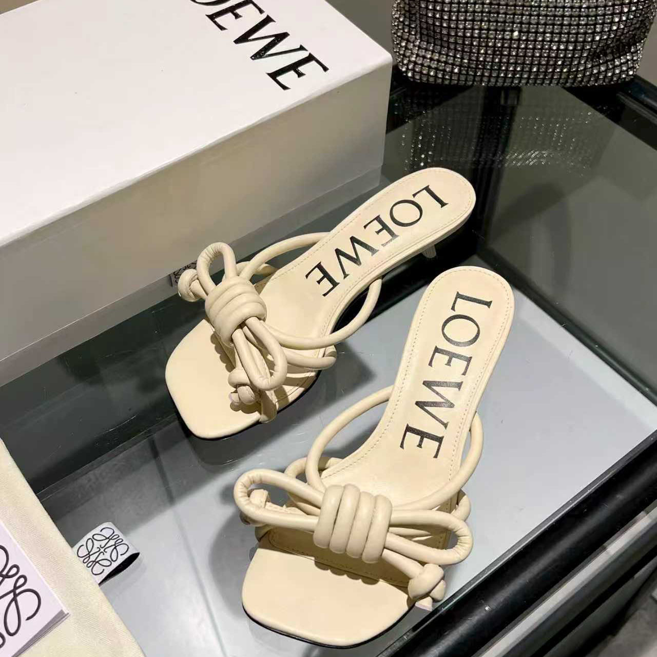 Loewe Flamenco Knot Sandal In Lambskin - FashionPlug