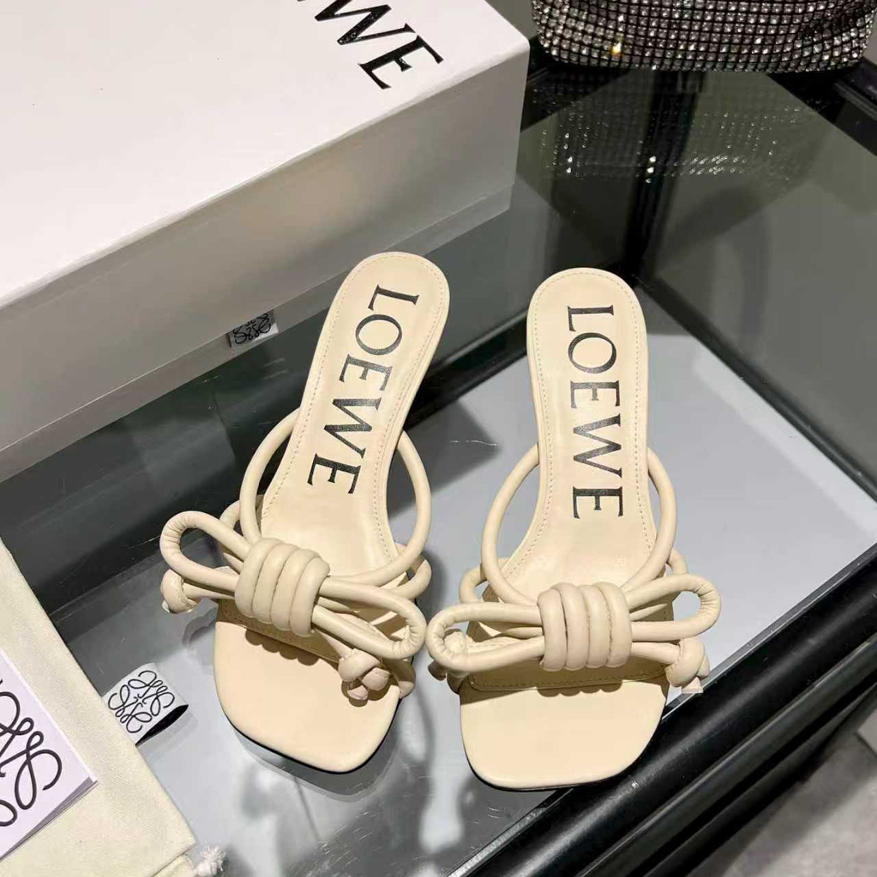 Loewe Flamenco Knot Sandal In Lambskin - FashionPlug