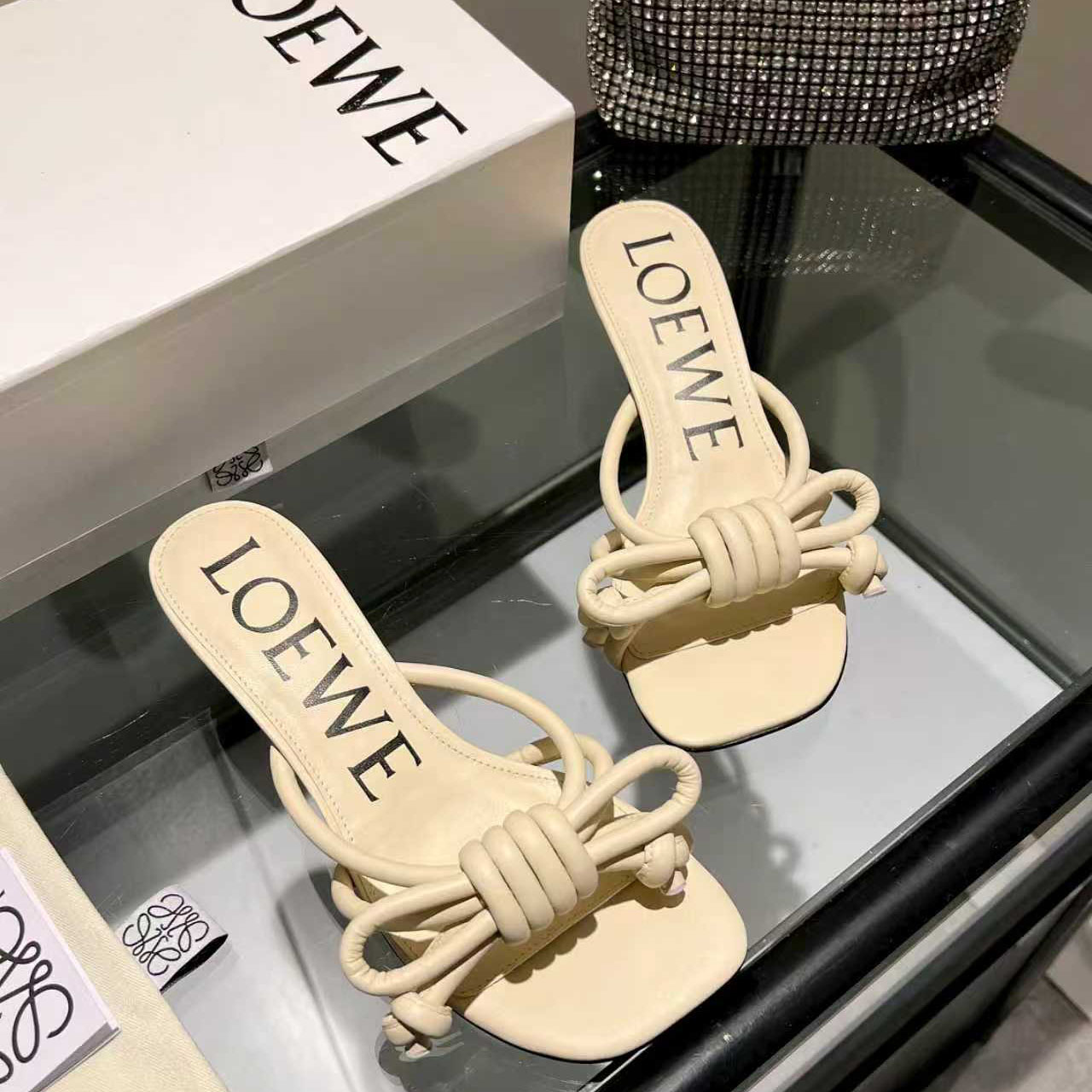 Loewe Flamenco Knot Sandal In Lambskin - FashionPlug