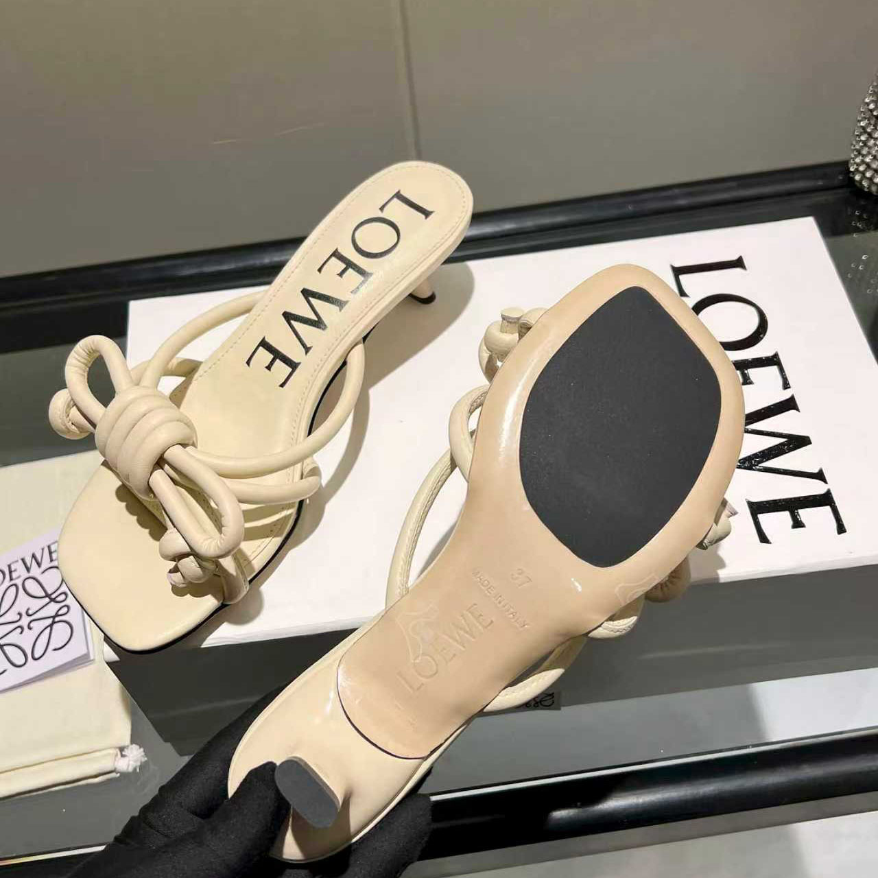 Loewe Flamenco Knot Sandal In Lambskin - FashionPlug