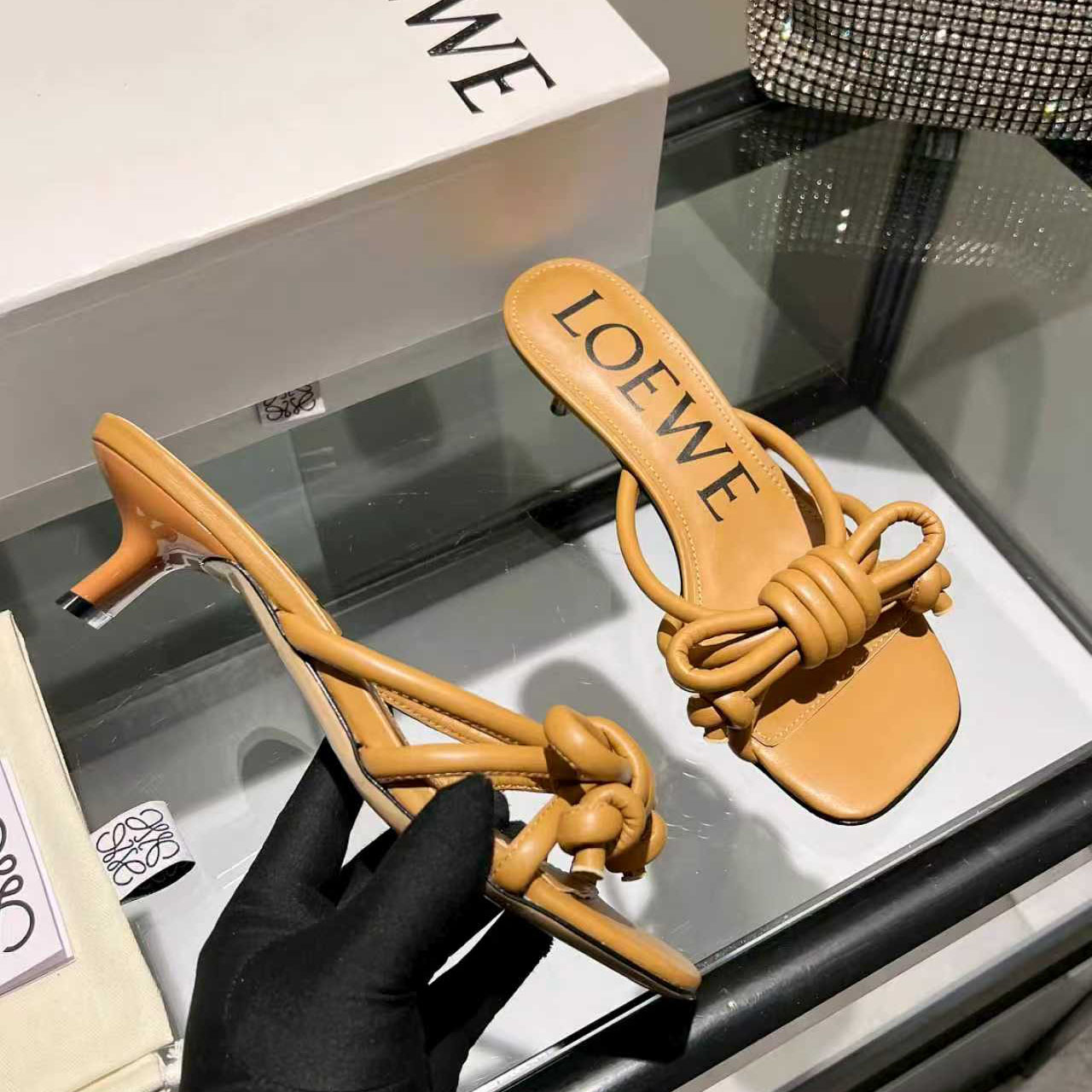 Loewe Flamenco Knot Sandal In Lambskin - FashionPlug
