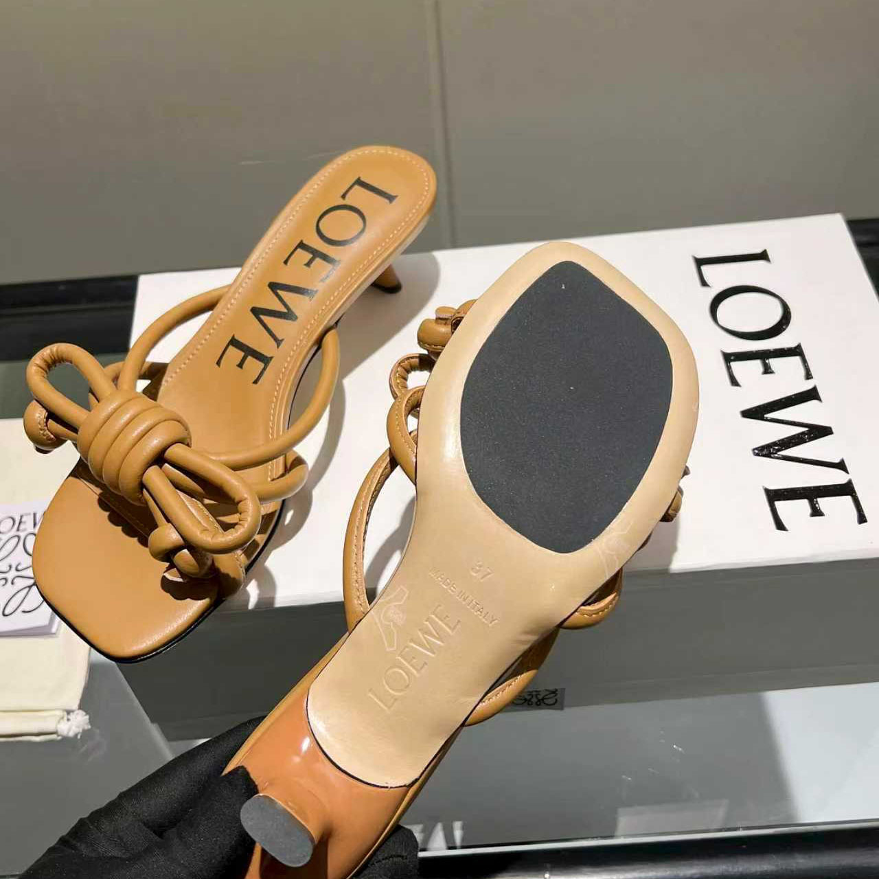 Loewe Flamenco Knot Sandal In Lambskin - FashionPlug