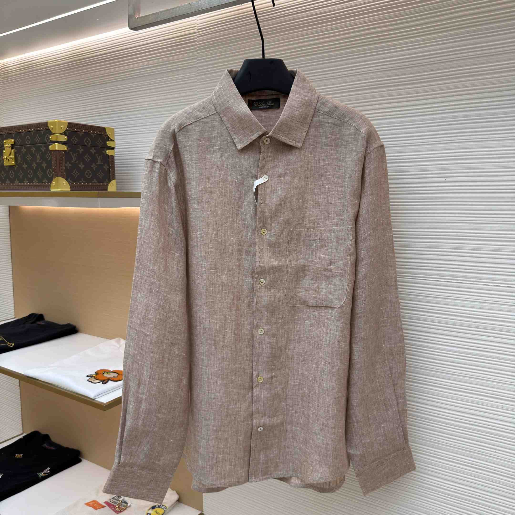 Loro Piana André Mélange Slub Linen Shirt - FashionPlug