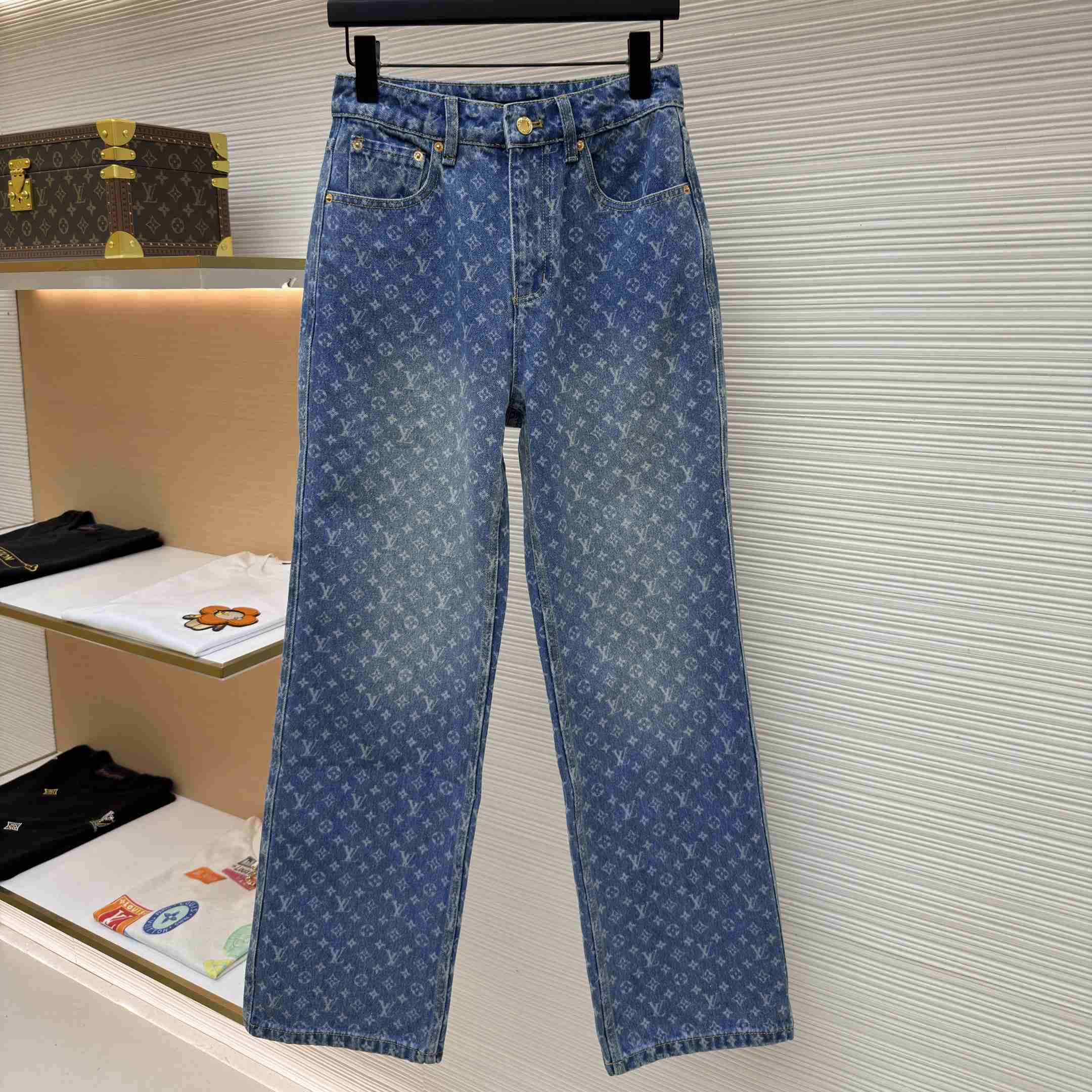 Louis Vuitton Monogram Flared Jeans 1AHENS - FashionPlug