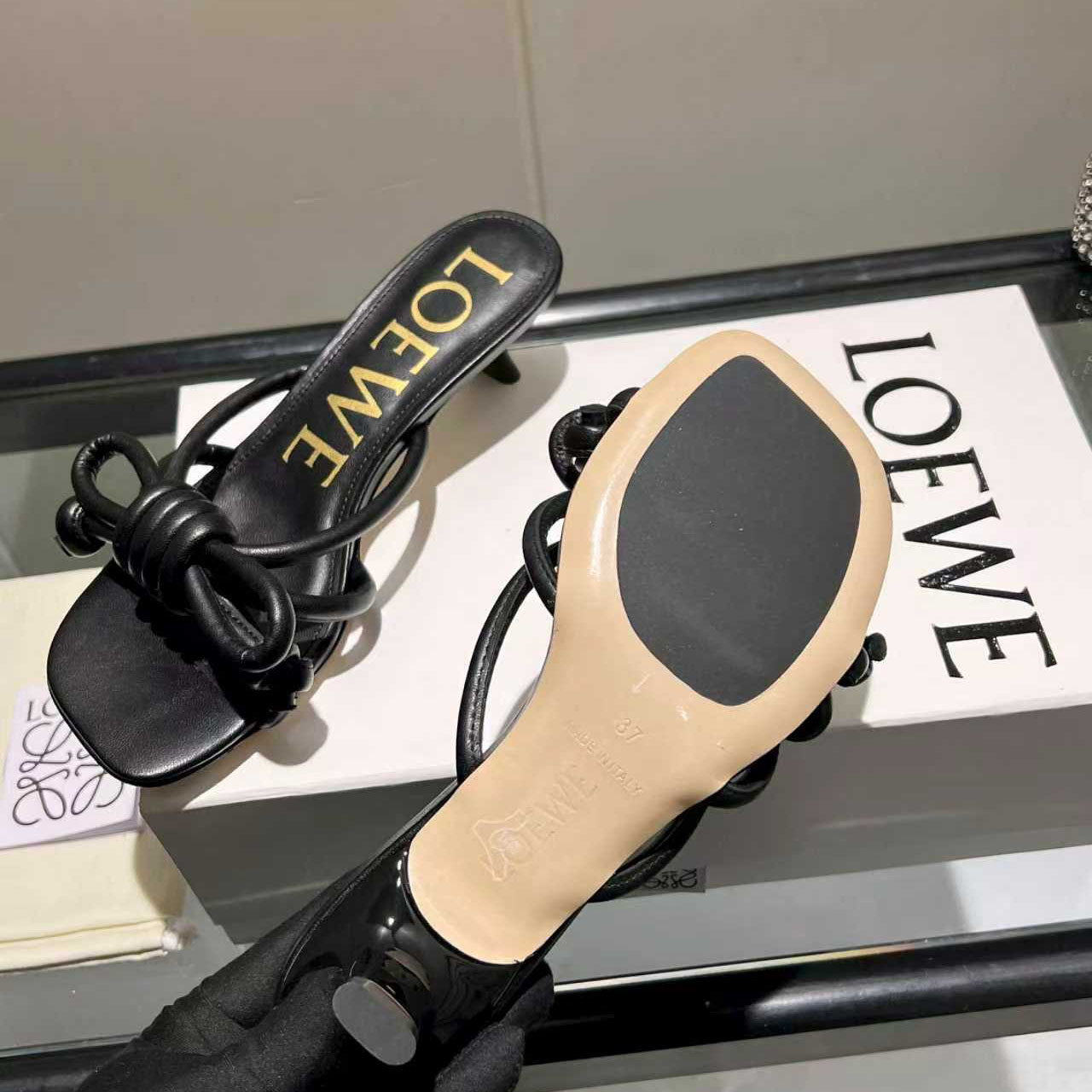 Loewe Flamenco Knot Sandal In Lambskin - FashionPlug