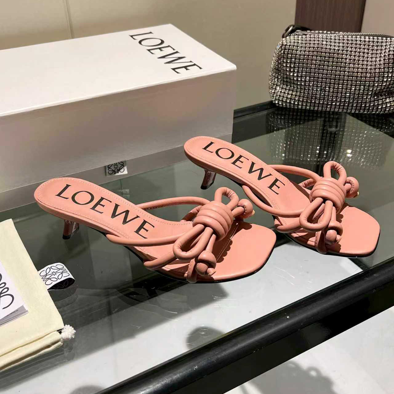 Loewe Flamenco Knot Sandal In Lambskin - FashionPlug