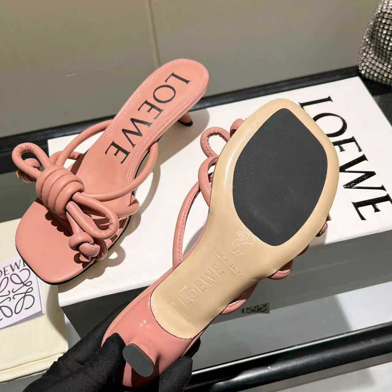 Loewe Flamenco Knot Sandal In Lambskin - FashionPlug
