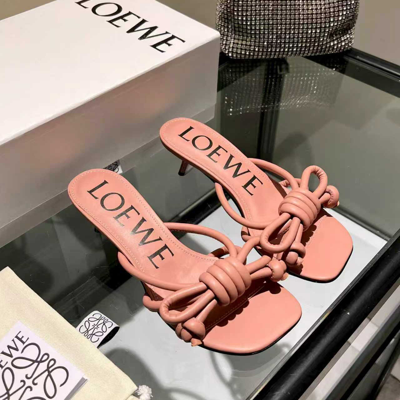 Loewe Flamenco Knot Sandal In Lambskin - FashionPlug