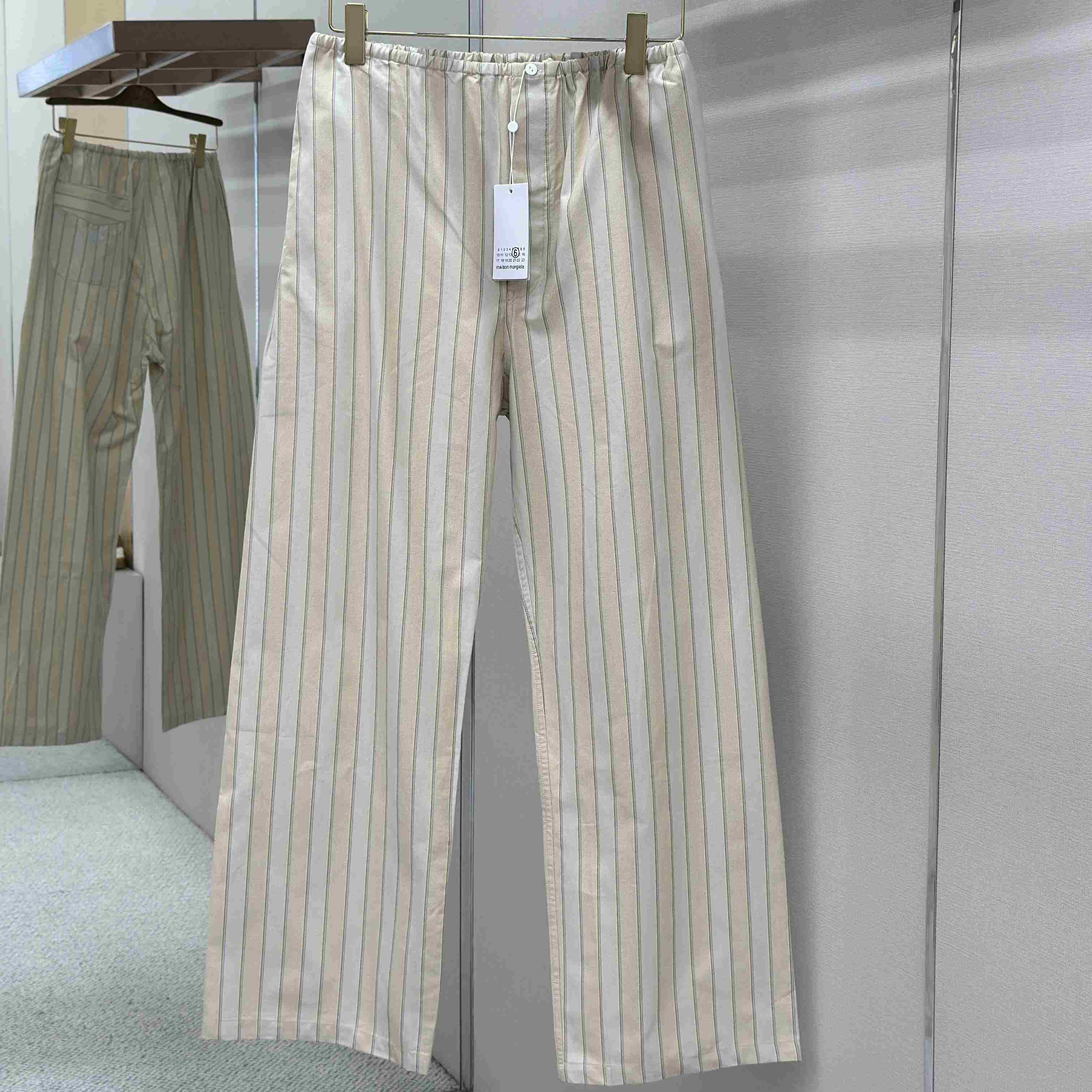 Maison Margiela Natural Striped Pocket Pants - FashionPlug